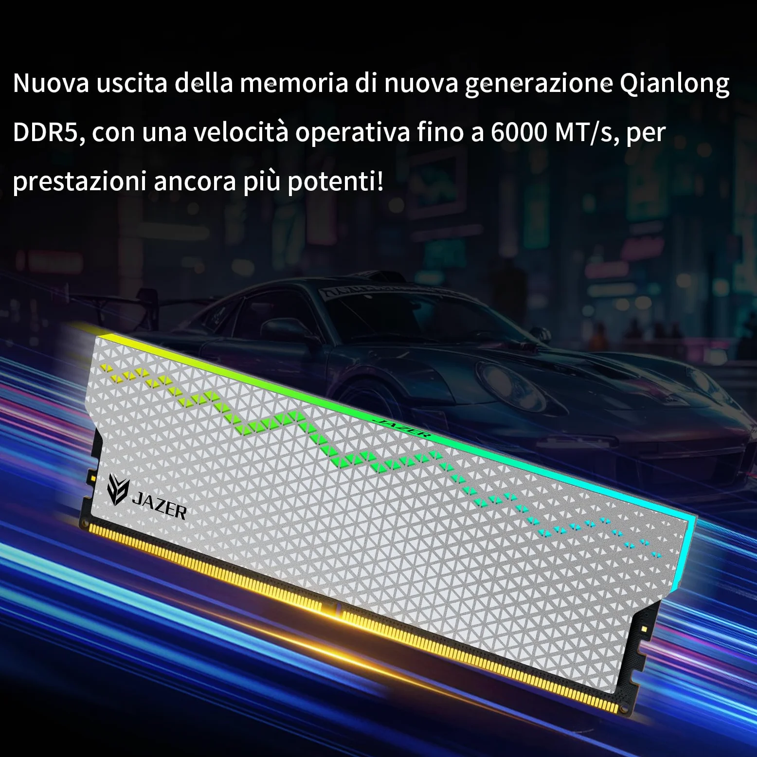 JAZER RGB RAM DDR5 32GB Kit (2x16GB) 6000MHz CL36, Memoria Desktop PC UDIMM DRAM 288-Pin, Memoria Computer da gioco DDR5 ad alte Prestazioni Supporto Intel XMP 3.0/AMD EXPO, AI, CL36-40-40-96, 1.35V