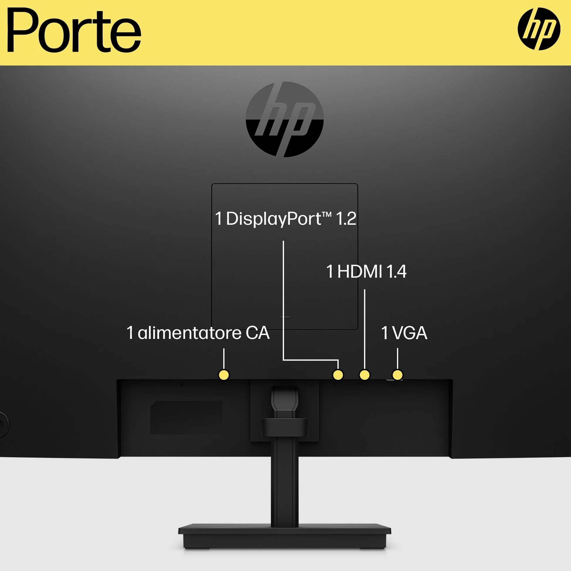 HP V27ie Monitor da 27", FHD, 16:9, Antiriflesso, Pannello IPS da 75Hz, Tempo di Risposta 5 ms, Reclinabile, VESA 10x10 cm, AMD FreeSync, 250 Nits, Low Blue Light, VGA, HDMI, DisplayPort, Nero
