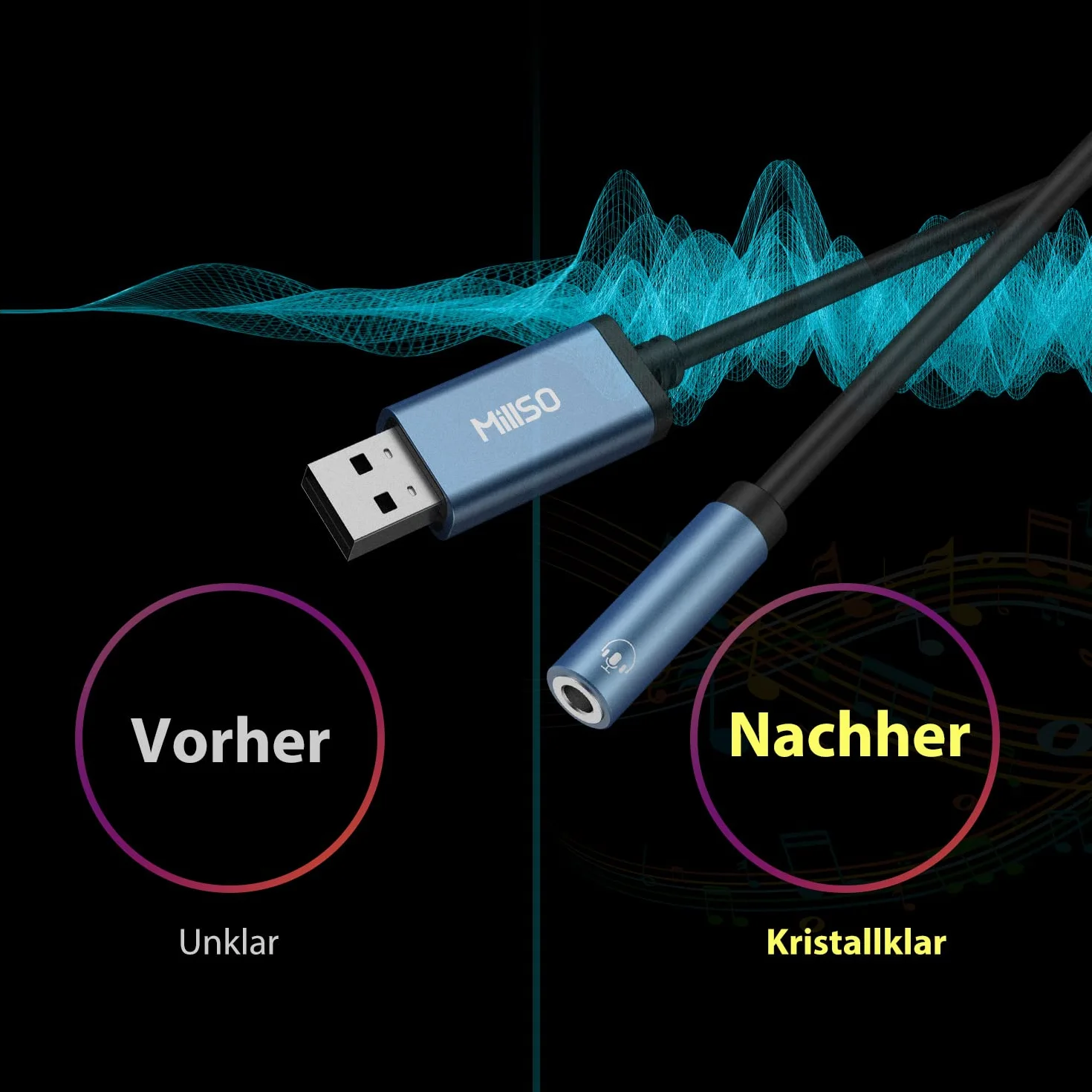 MillSO Adattatore jack da USB a 3,5 mm TRRS Aux femmina (audio e microfono) scheda audio esterna USB Audio Stereo Adattatore esterno per PS4 Laptop Computer Cuffie - 100 cm