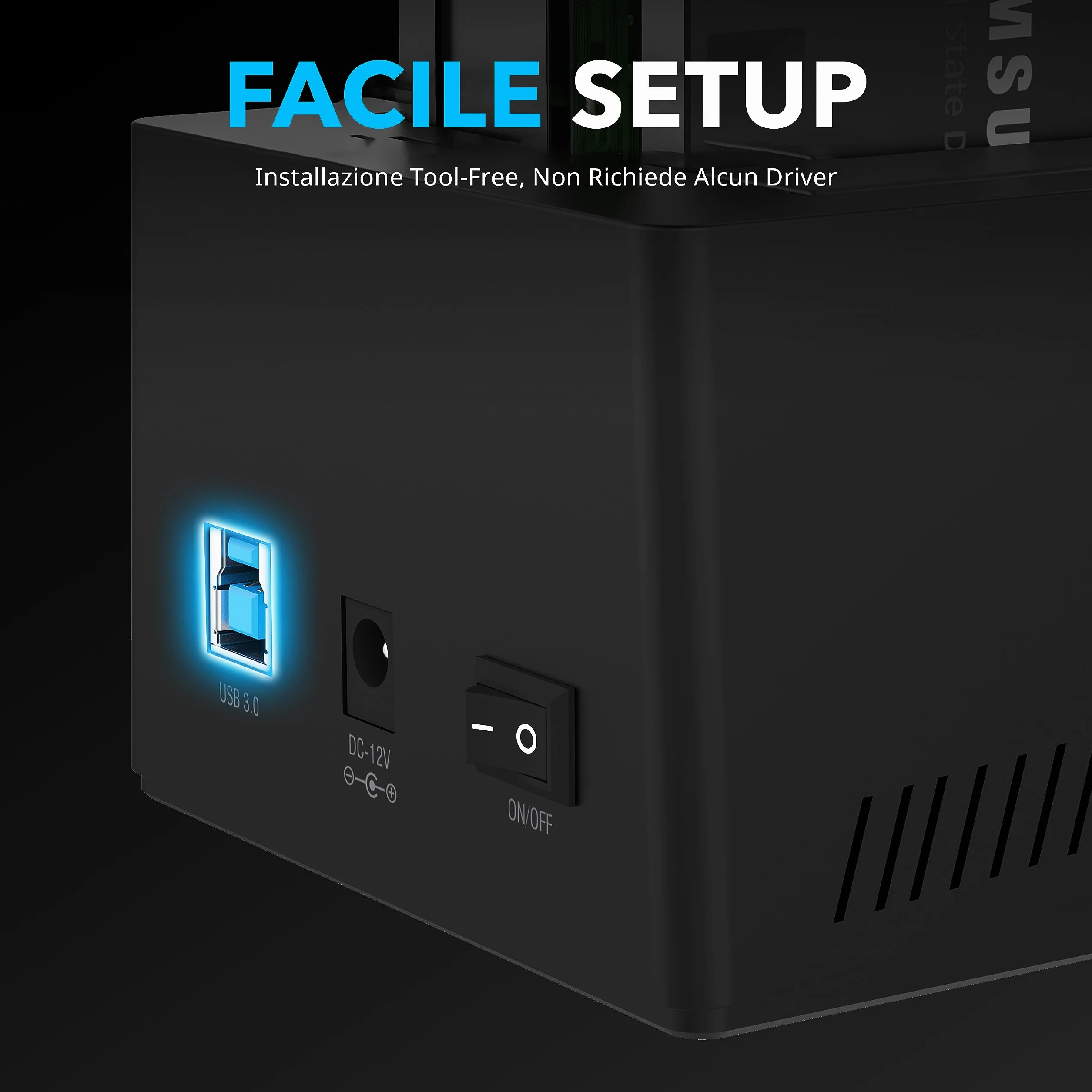 SABRENT Docking Station SSD/Hard Disk esterno/HDD 2.5/3.5 pollici, USB 3.0 Gen 1, 2 slot per SSD/HDD, con alimentatore, per SSD SATA fino a 22TB, con funzione clonatore di Hard Disk (EC-HD2B-EU)