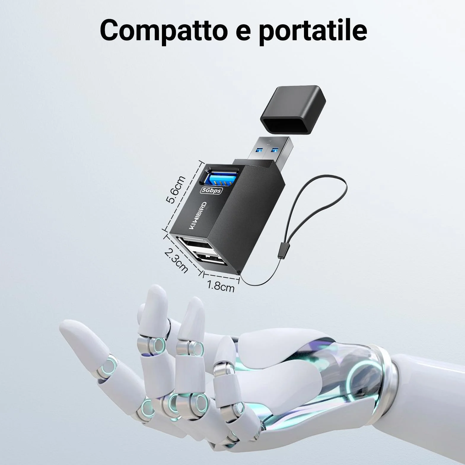 KiWiBiRD sdoppiatore USB multipla, hub USB 3.0 2x USB2.0, doppia presa USB splitter adattatore duplicatore ricarica ciabatta per PC compatibile con chiavetta stampante tastiera mouse cuffie