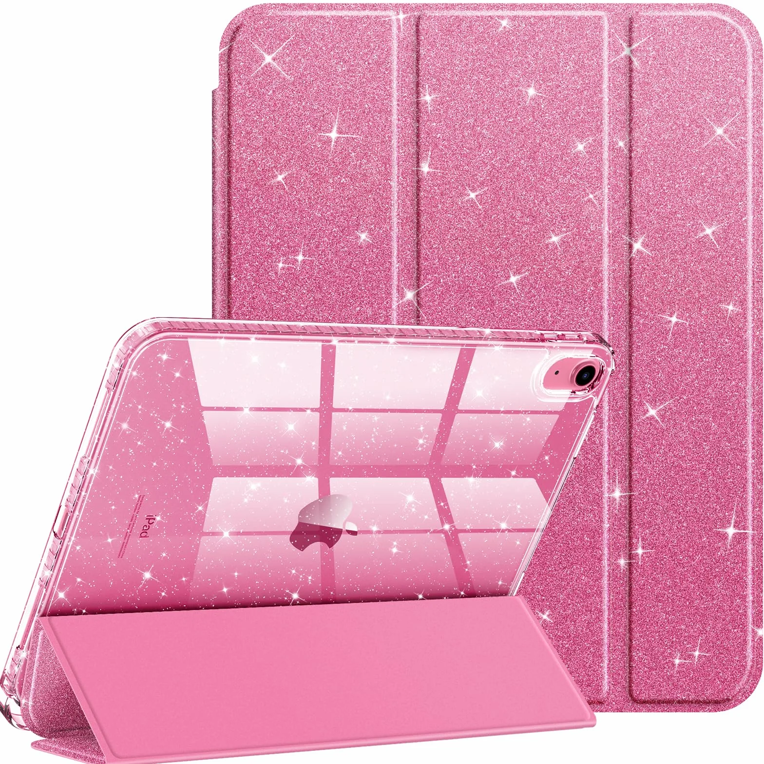FINTIE Cover iPad 11" (2025) A16 11ª Generazione Antiurto Glittering Trasparente Custodia Posteriore con Auto Sveglia/Sonno, Magenta