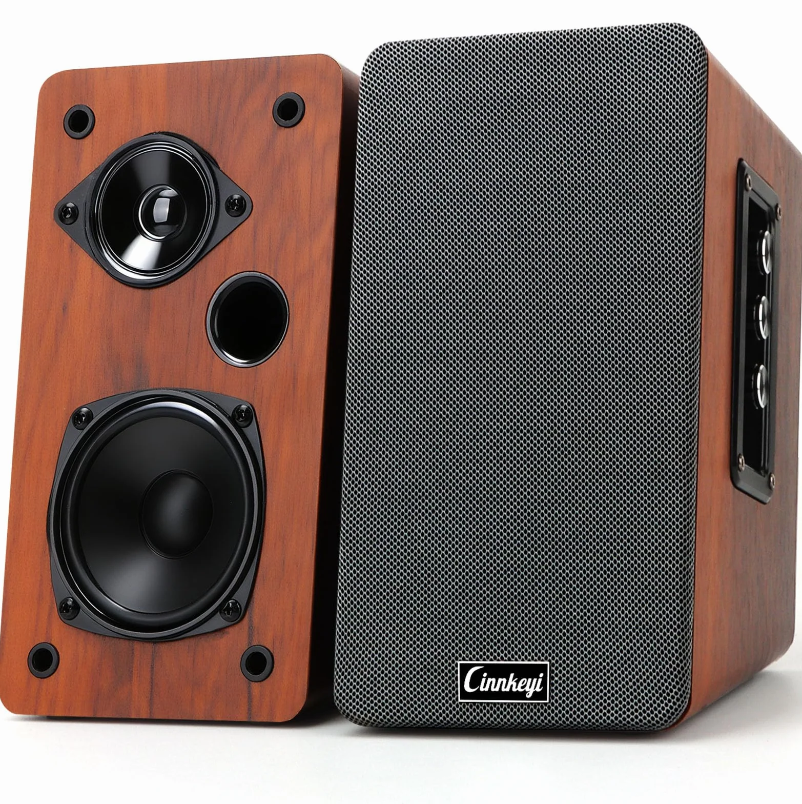 Diffusori da scaffale in legno da 50W, diffusori attivi 2.0 per computer | Ingressi: Bluetooth, RCA, AUX (3,5 mm), USB | Bassi potenti, diffusori per PC, TV, laptop, giradischi