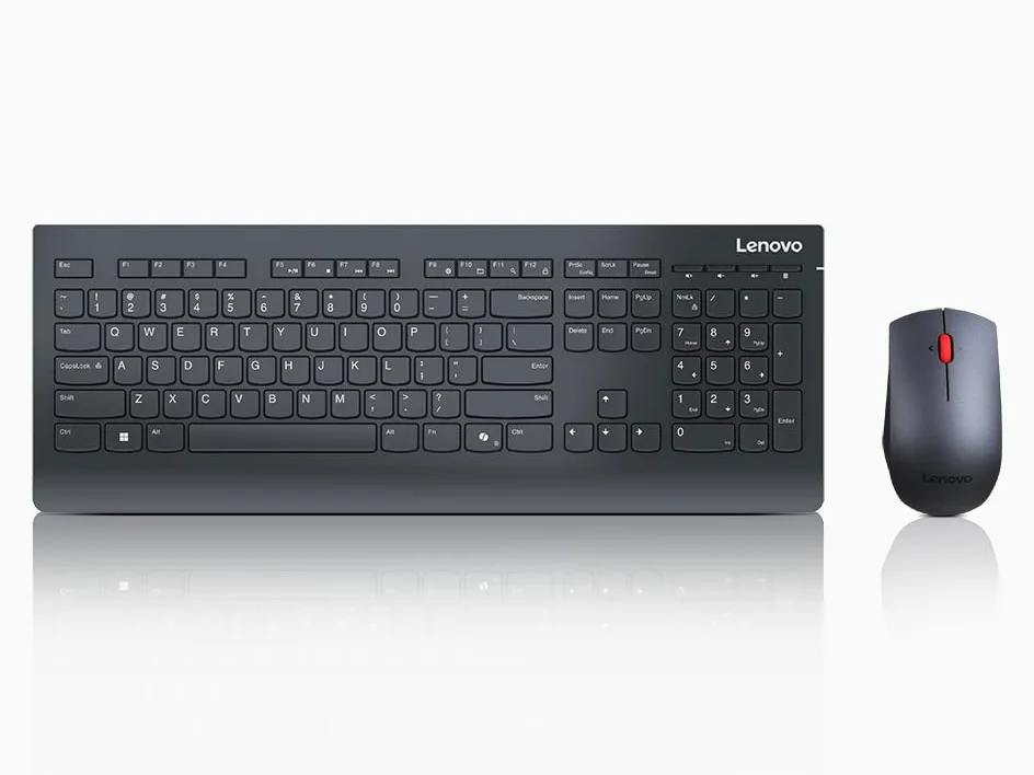 Lenovo Professional Combo Mouse + Tastiera AI - Italia, tastiera full-size ricaricabile con tasto Copilot e layout IT + mouse 4000 DPI, dual wireless 2.4GHz/Bluetooth, ricevitore USB-A