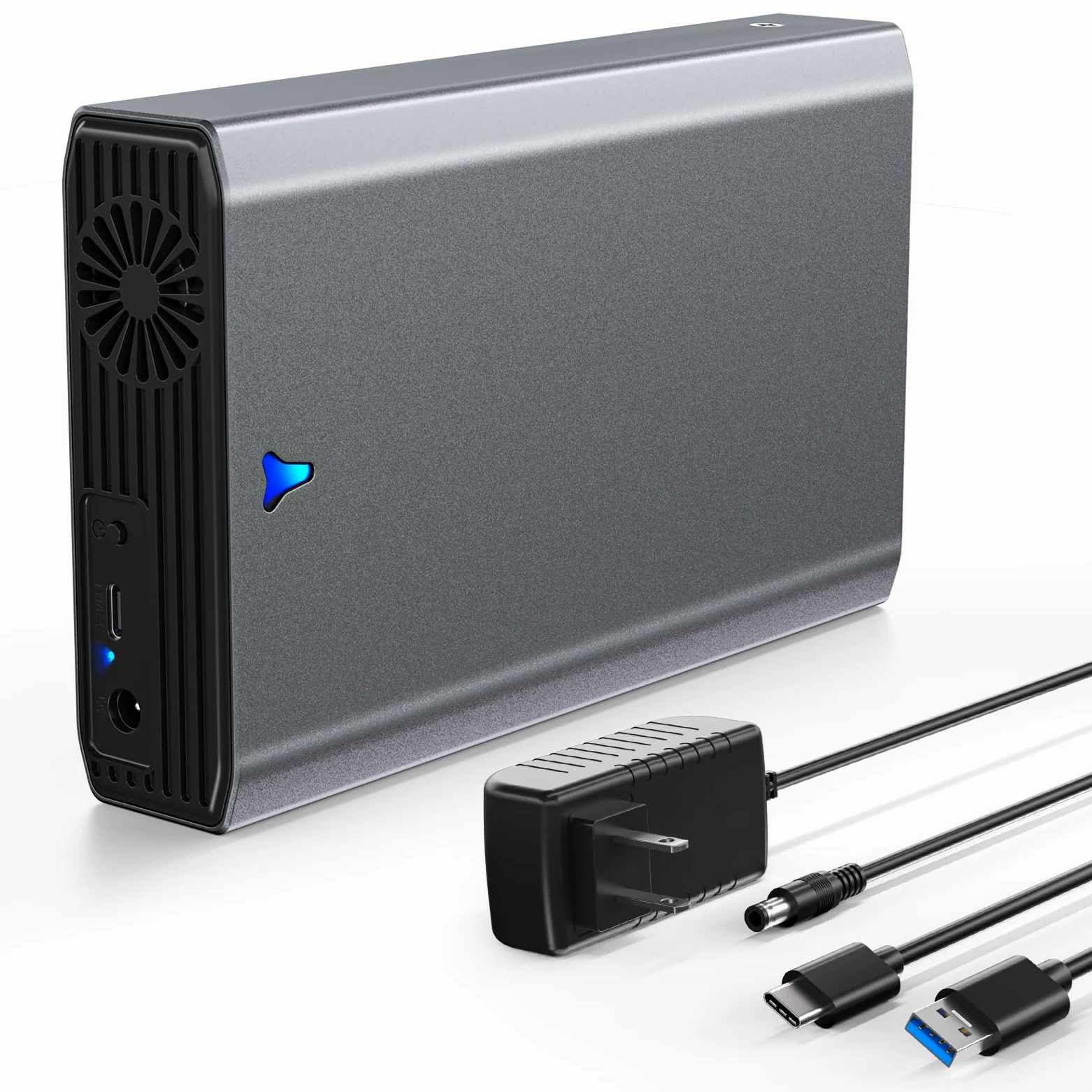 Adattatore da SAS a USB 3.0, docking station per disco rigido SAS per SSD HDD da 2,5/3,5", alloggiamento esterno senza attrezzi con adattatore di alimentazione 12 V/2 A e ventola di raffreddamento