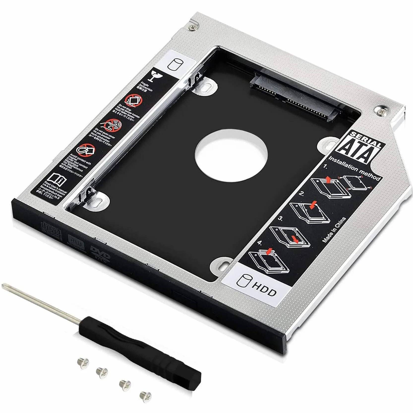 GeekerChip Hard Drive Caddy Frame 9,5mm,2nd 2.5" HDD/SSD SATA3 HDD Hard Drive Adattatore per 9.5mm Notebook Dvd-Rom bay Ottico