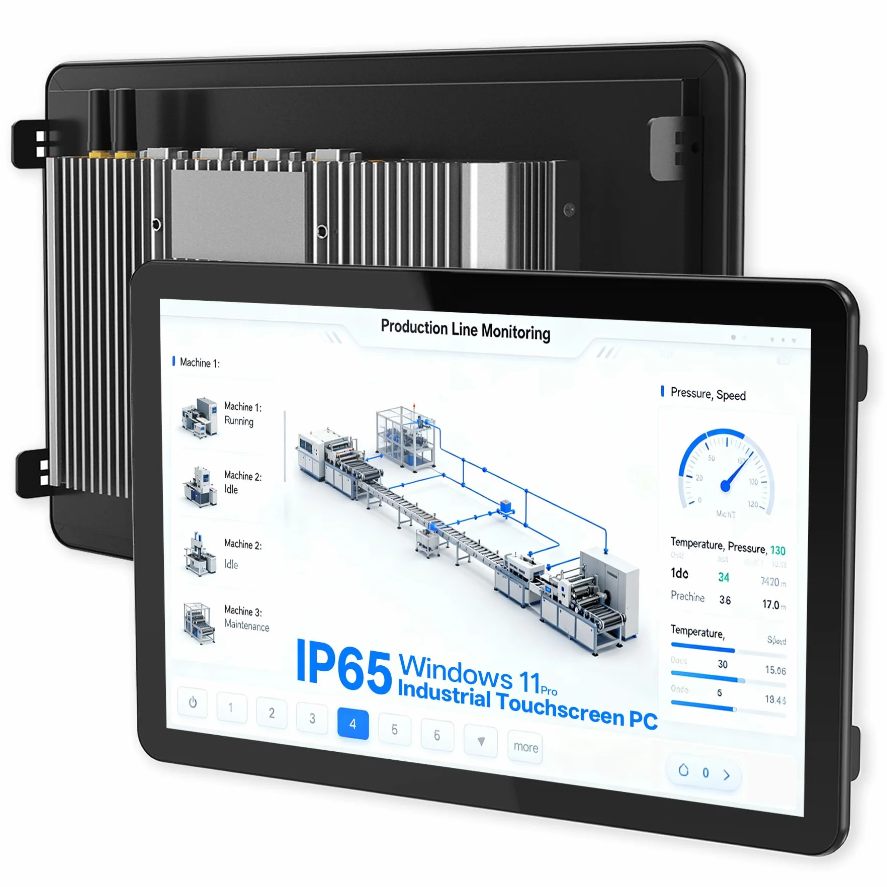 PC Panel Industriale Integrato 27 Pollici All-in-One Touchscreen Senza Ventola Monitor Capacitivo IP65 1920×1080 FHD Windows 11 Pro I5 12th Gen 16G+256G