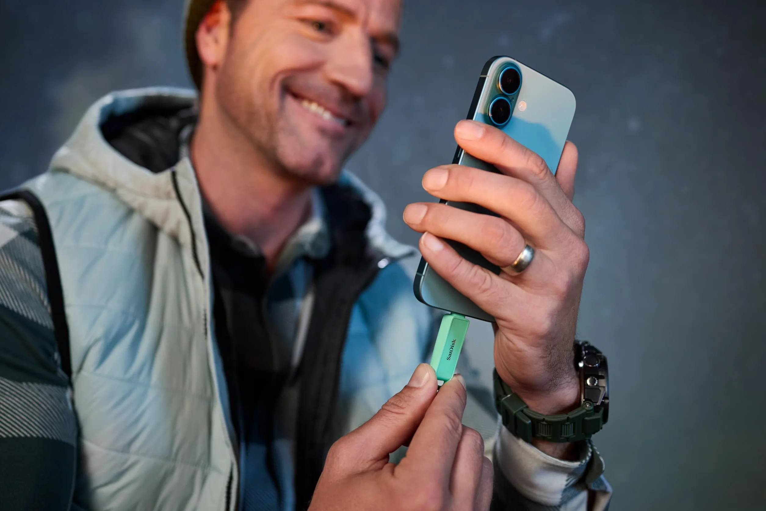 SANDISK Unità per telefono con USB Type-C 256 GB (per smartphone, tablet e computer, velocità fino a 150 MB/s, backup automatic, recupero dati) - Seafoam Green