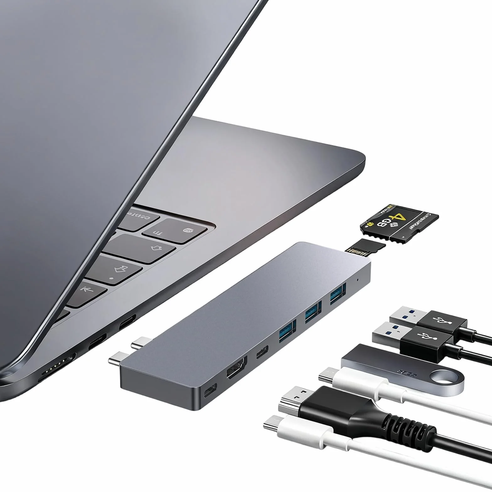 USB C Hub, 8 IN 2 USB Adattatore per MacBook Pro Air，Thunderbolt 4 Dock 100W PD, 40Gbps, 4K HDMI, USB C 3.0, 3 USB A 3.0, Lettore Schede SD/TF, Compatibile con MacBook M1/M2/M3/M4