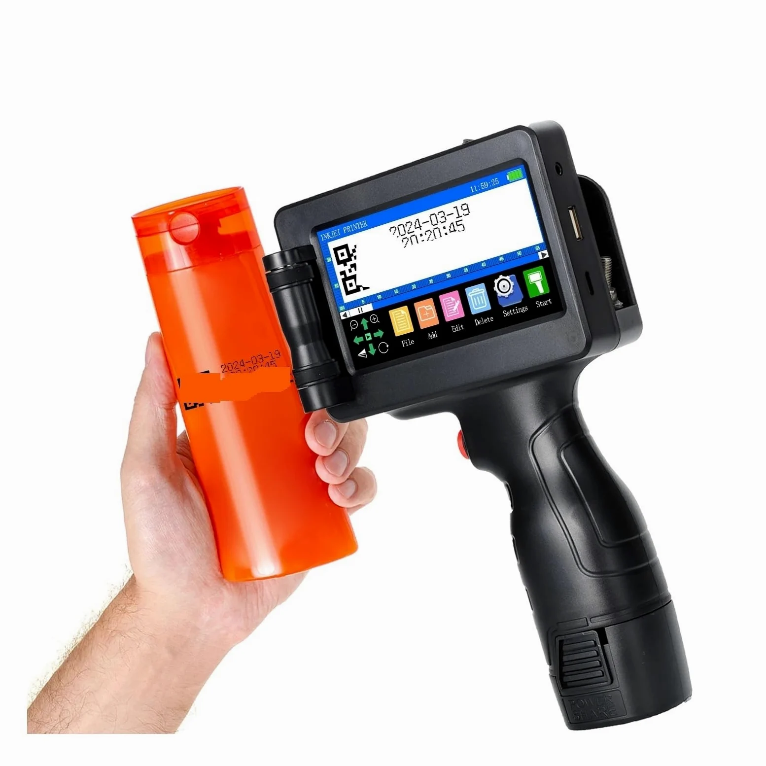 Stampante a getto d'inchiostro portatile 1755PLUS da 12,7 mm, senza inchiostro, stampante for codice a barre QR, logo, data Su Cartone, Legno