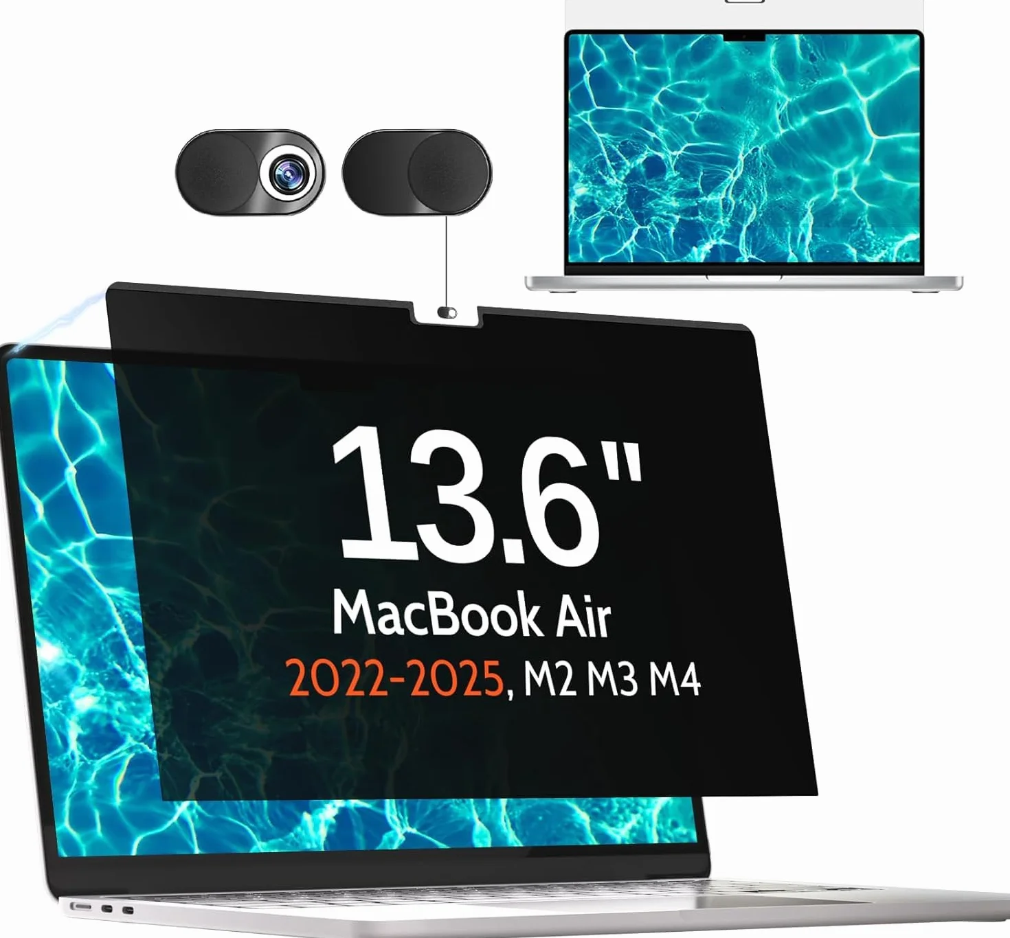 Magnetico Privacy Filtro per MacBook Air 13.6 Pollici (M2 2022/M3 2024/M4 2025), Rimovibile Pellicola MacBook Filtro Privacy, Pellicola Protezione Privacy, Anti Luce Blu Antiriflesso per MacBook 13.6"