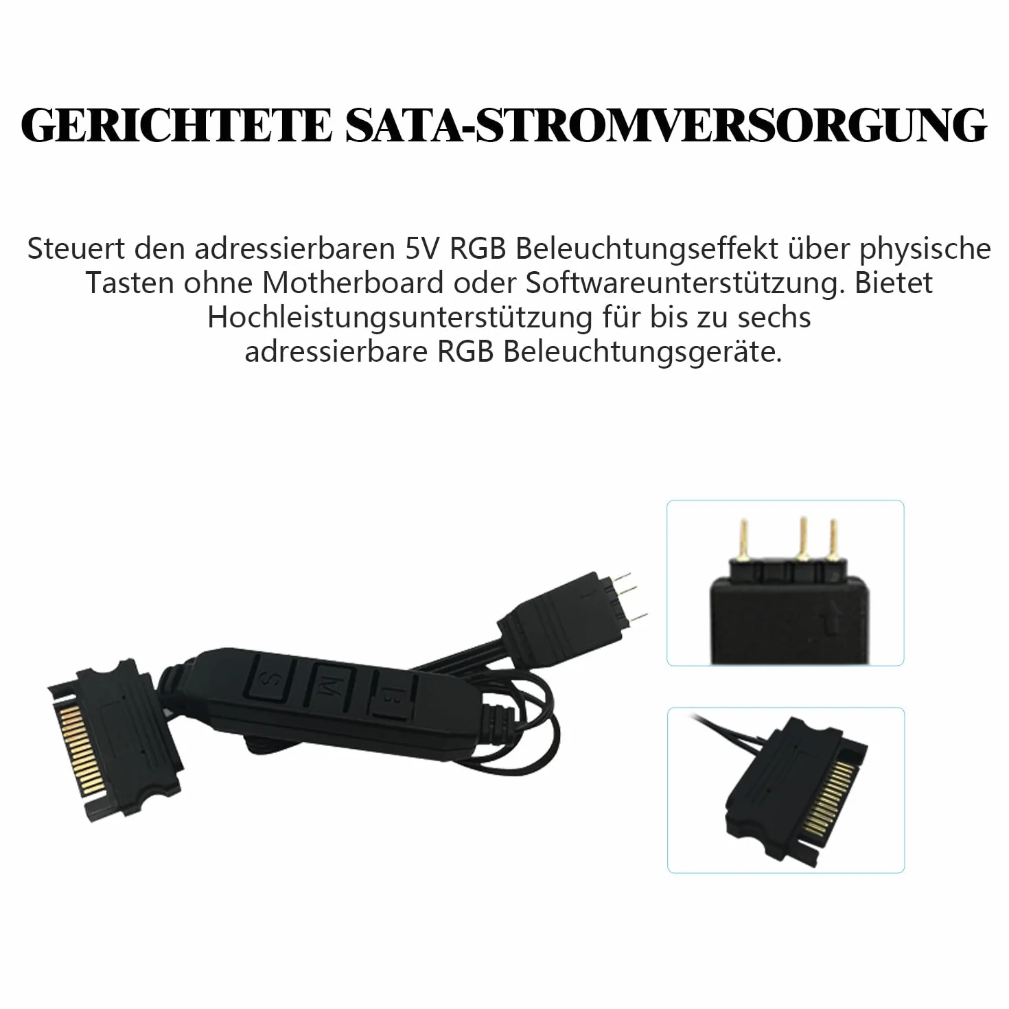 Thermalright-TR Controllo ventola per computer da 5 V A-RGB, controllo illuminazione da 5 V, 3 pin, controllo ventola per PC, supporto interfaccia illuminazione 3 pin/5 V, alimentazione diretta SATA