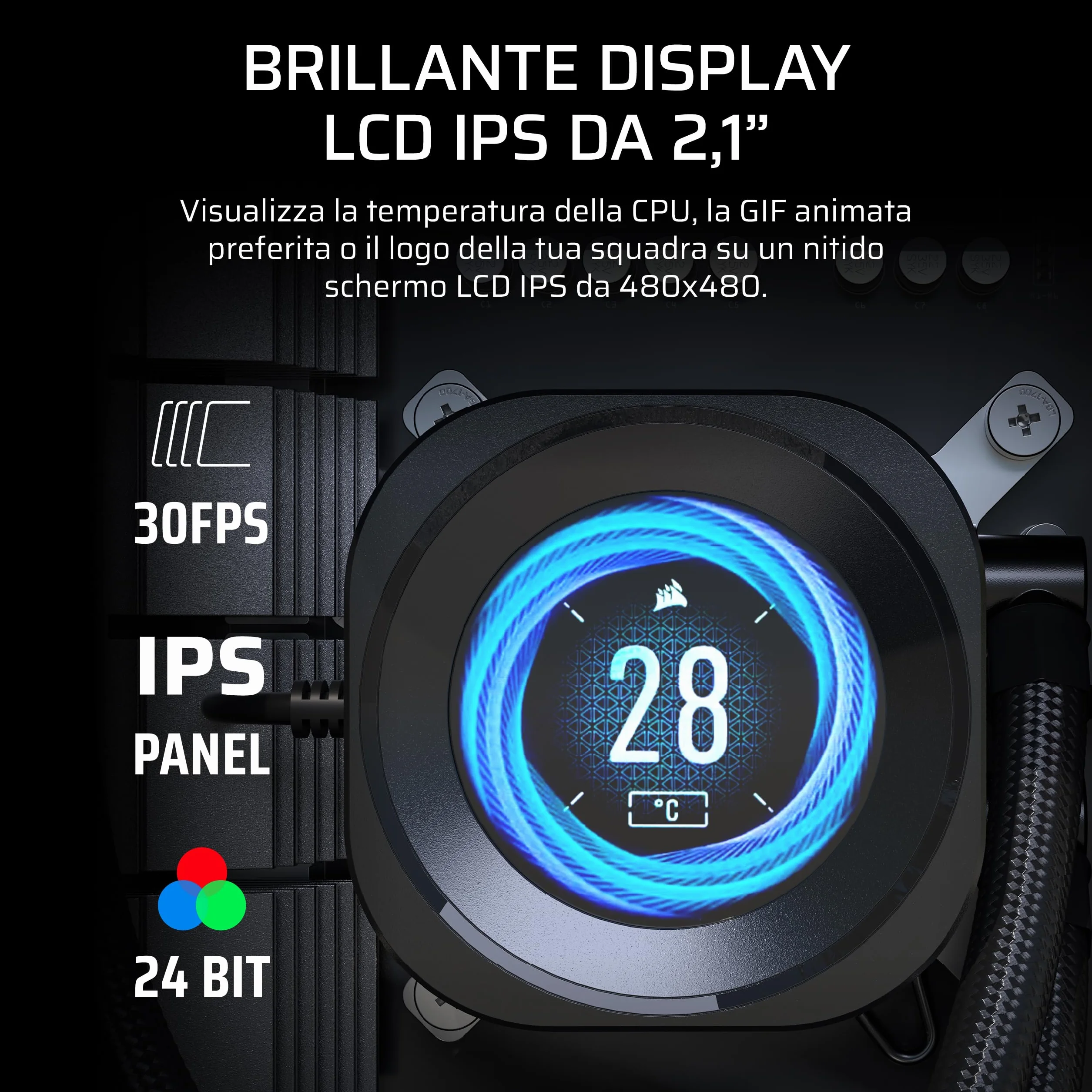 CORSAIR NAUTILUS 360 RS LCD Dissipatore a Liquido per CPU – Nero | Schermo LCD IPS da 2,1", AIO da 360mm, Bassa rumorosità, Daisy-Chain, Intel LGA 1851/1700, AMD AM5/AM4, 3 ventole RS120