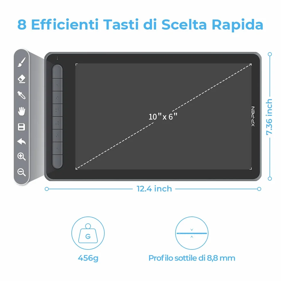 XP-PEN Deco LW Tavoletta Grafica Wireless Bluetooth 10"x 6" con X3 Elite Stylus per Disegno Digitale, compatibile con Windows/Mac/Android/Chrome OS/Linux (Nero)