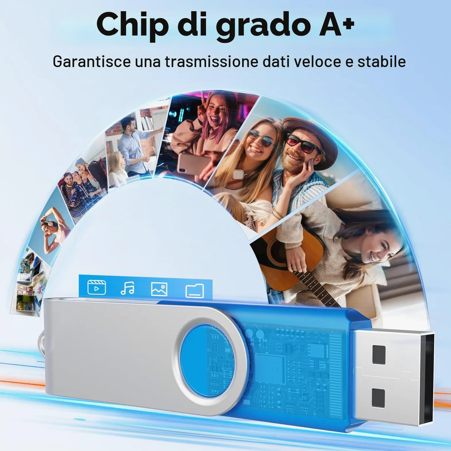 Uflatek Chiavette USB 16GB 10 Pezzi, USB 2.0 Pendrive 16GB, Memoria USB con Design Rotante, Chiavetta USB per PC Laptop TV, Multicolore