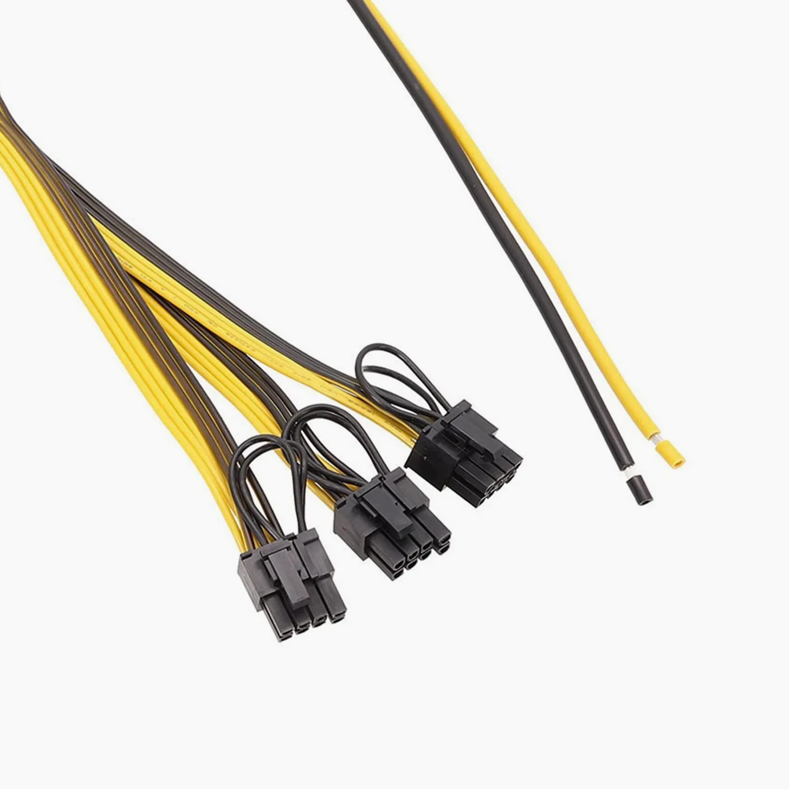 5 cavi di alimentazione splitter da 70 cm, 6+2 8 pin, 12 AWG, 50 cm, linea principale a 3 sub-line 20 cm, 18 AWG, per scheda grafica PSU (70 cm)