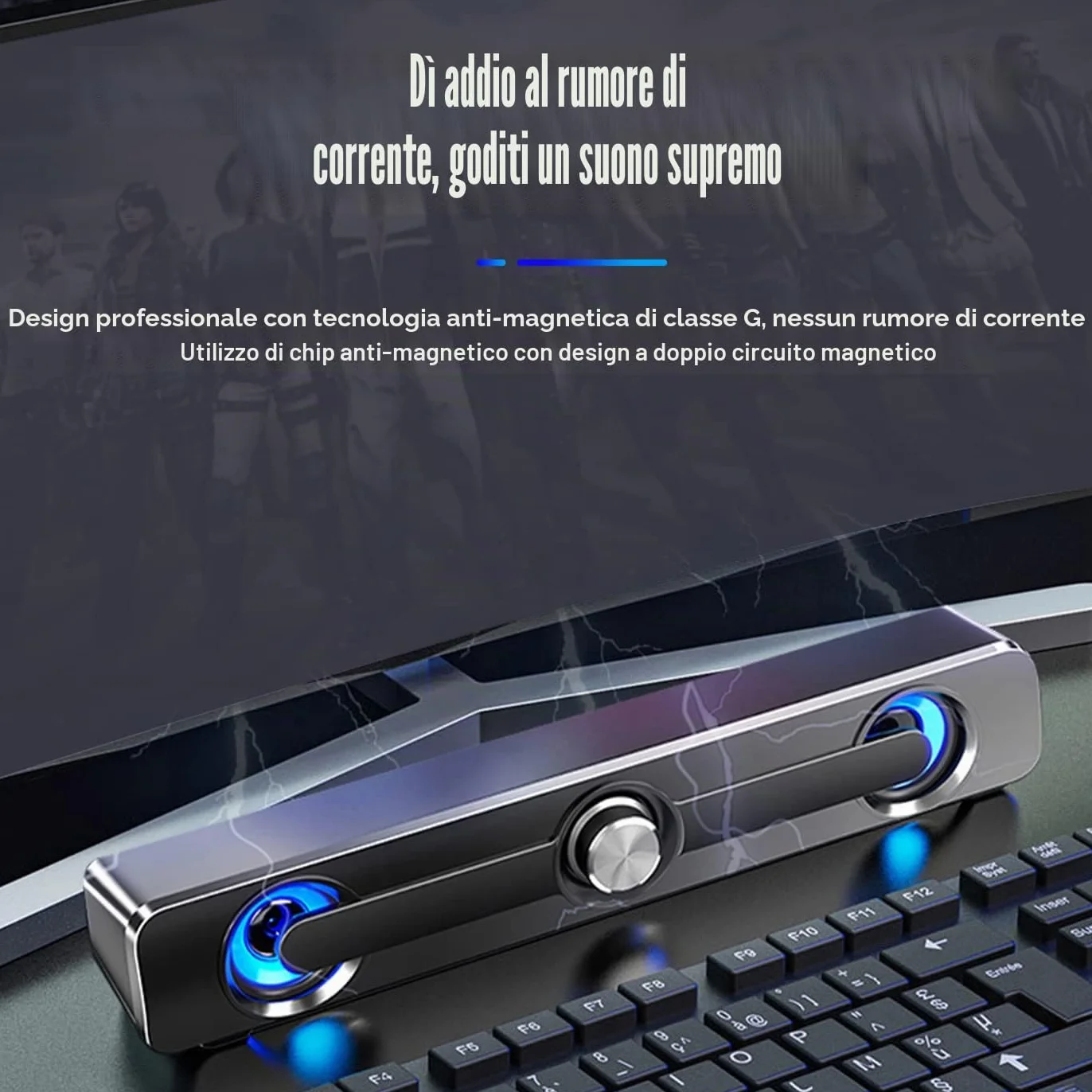 Soundbar per PC/Laptop,Casse PC,Altoparlante da Gioco Con Fantastiche Luci LED,Alimentazione USB, Jack da 3,5 mm, Altoparlanti PC per Computer, Mobile, Tablet,laptop
