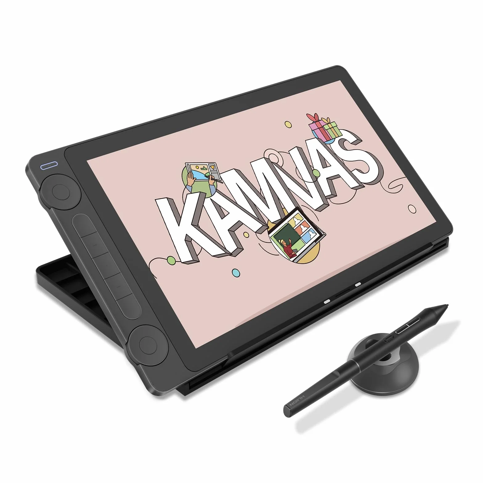 HUION Kamvas 13 Gen 3 Tavoletta Grafica con Schermo, Monitor da Disegno in Vetro Canvas da 13,3",Vopertura sRGB del 99%, PenTech 4.0, Pressione Penna 16384, Doppi Quadranti,Supporto Regolabile, Nero