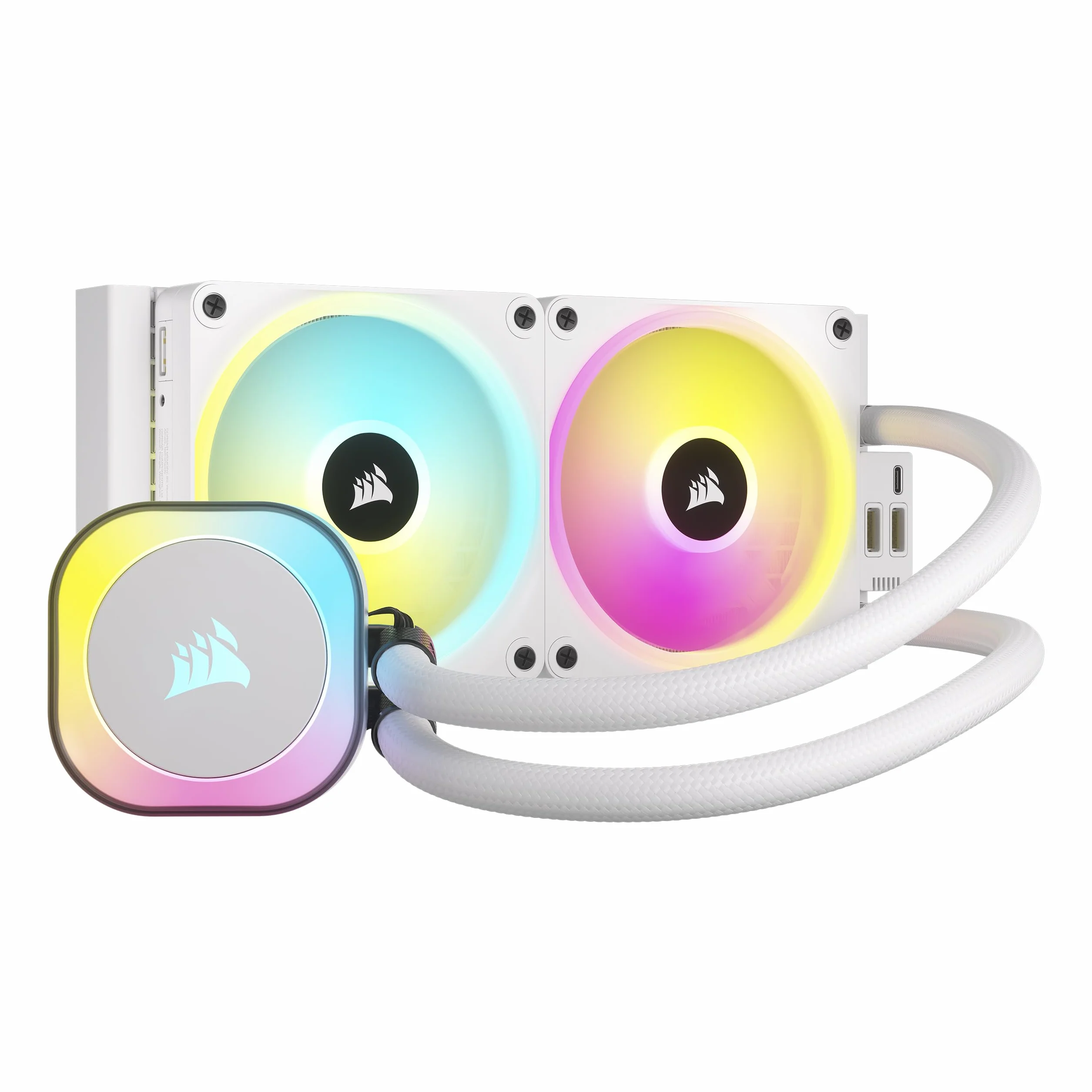 CORSAIR iCUE LINK H100i RGB Dissipatore a Liquido per CPU - AIO da 240 mm - Ventole RGB QX120 - Compatibile con Intel® LGA 1700, AMD® AM5 - Hub di Sistema iCUE LINK Incluso - Bianco