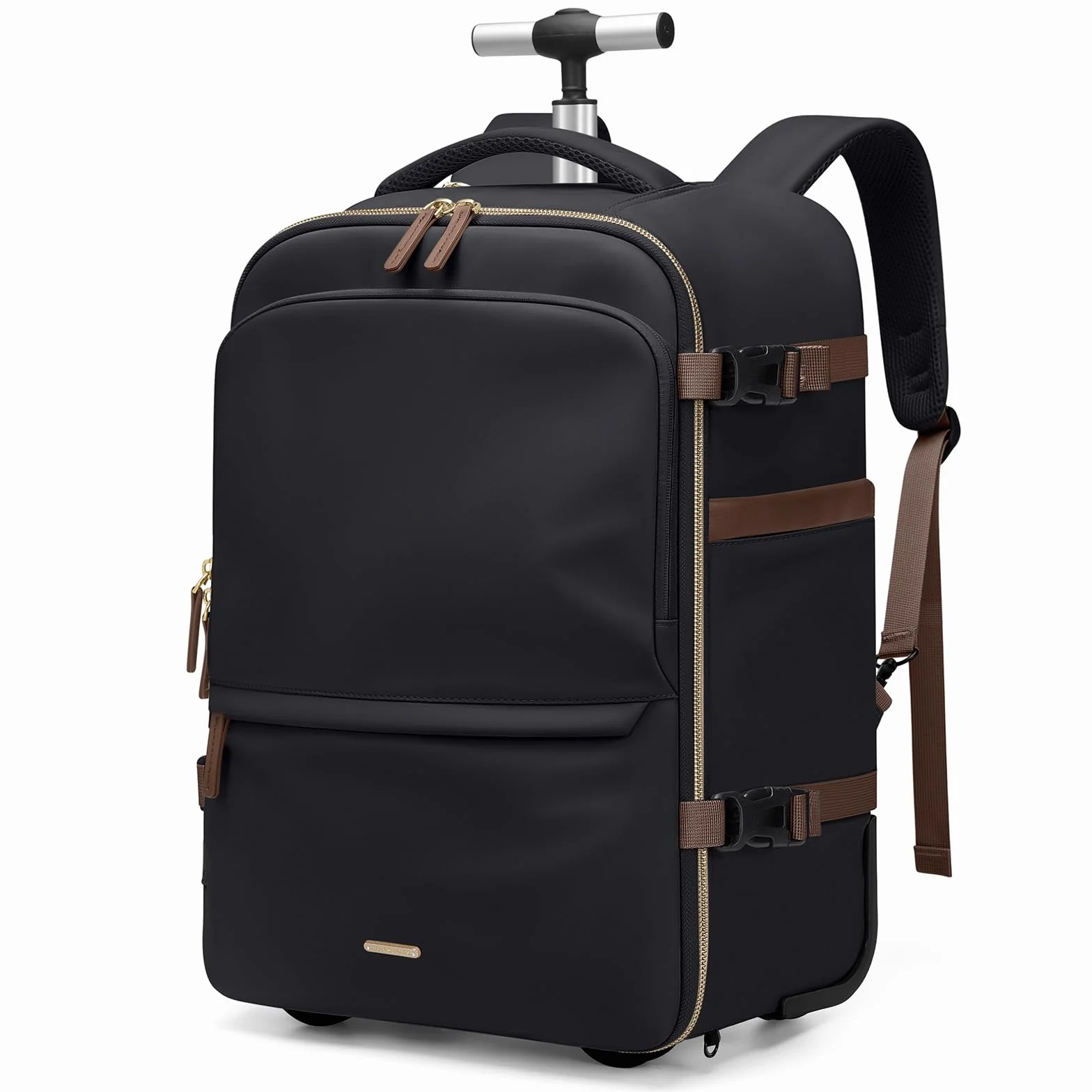 GOLF SUPAGS Zaino Trolley per PC Portatile da 17 Pollici, 32L Borsa da Viaggio con Ruote, Zaini Bagaglio a Mano con Maniglia Telescopica per Viaggio, Università, Affari (Nero)