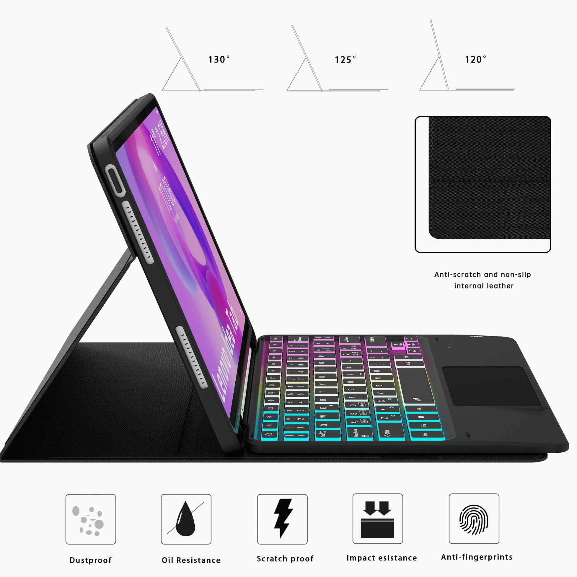 Custodia con tastiera per Lenovo Idea Tab 11 pollici 2025: tastiera retroilluminata 7 colori con trackpad Intelligente - Lenovo Tab M11 2024 tastiere wireless rimovibile con Layout italiano QWERTY