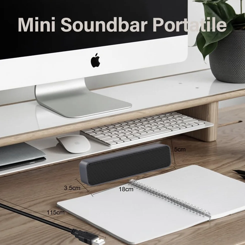Mini Altoparlante per PC, Casse Computer con Alimentazione USB, PC Stereo Sound Portatile Soundbar per Tablet Desktop Laptop e Banco Cassa