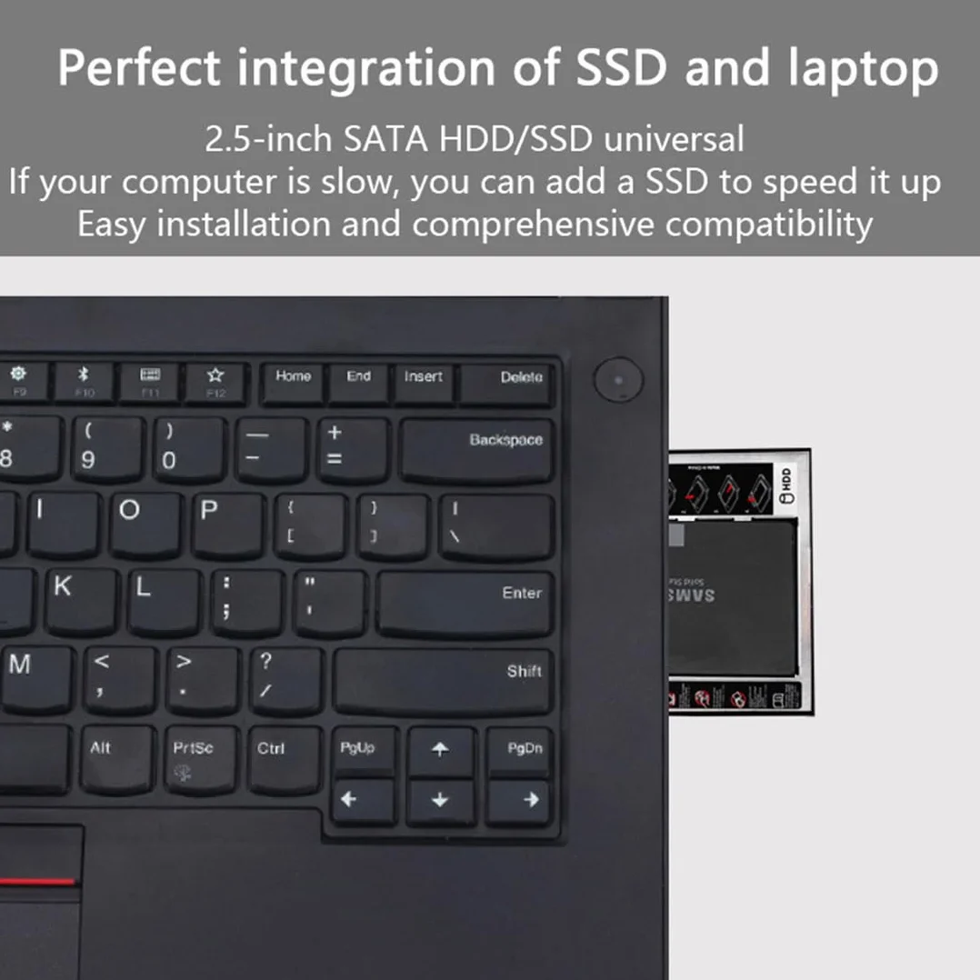 Hard Drive Caddy, SATA 2nd SSD HDD Hard Disk Caddy Tray Universale 12,7 mm 2,5 '' SSD HDD Hard Drive Enclosure SATA-3 Laptop Hard Disk Holder per CD/Dvd-Rom Ottico SuperDrive Tray Drive Slot