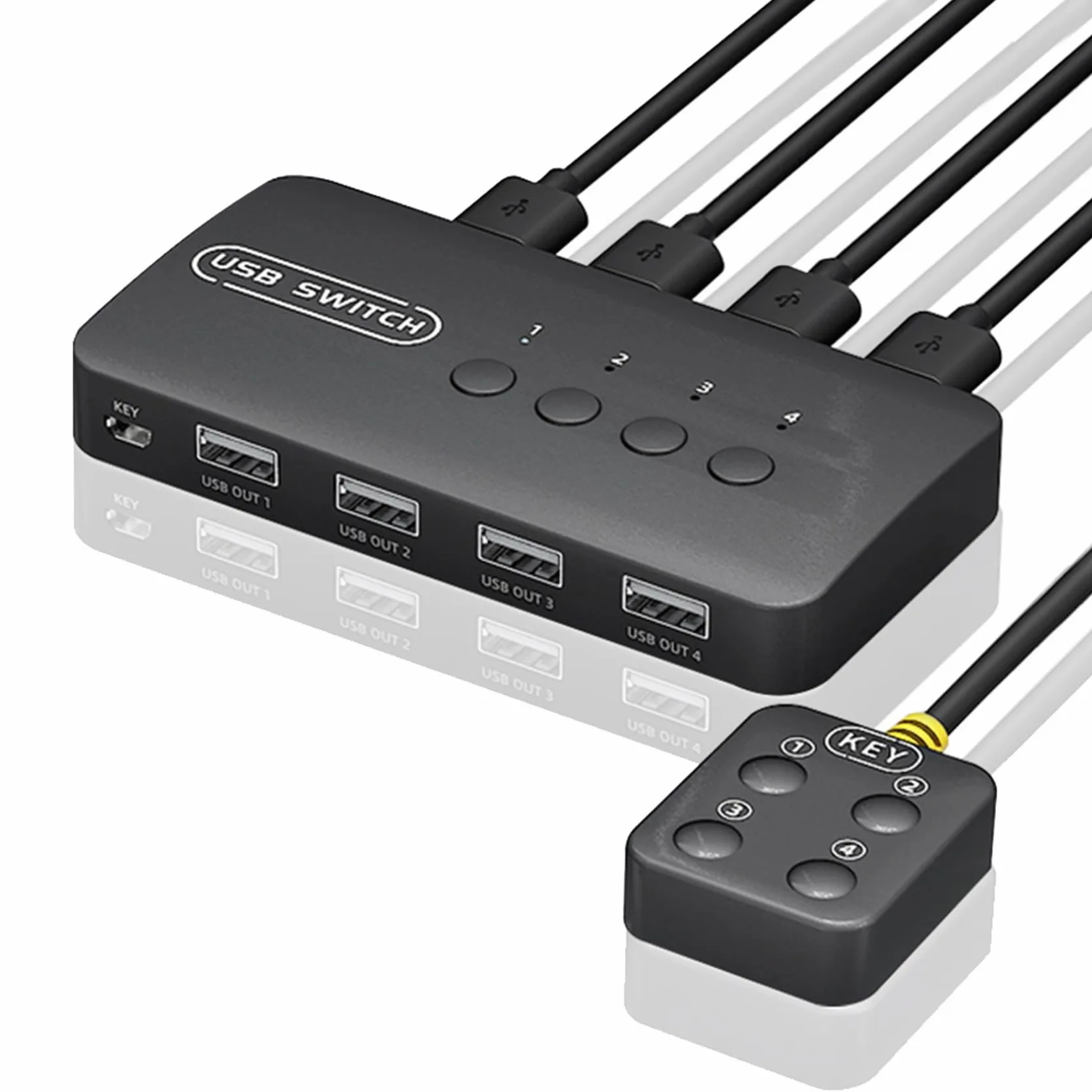 5X Switch USB Adattatore Controller Condiviso 4 Ingressi 4 Uscite per Computer Portatile Stampante Tastiera Mouse Monitor