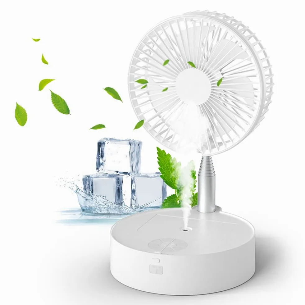 Generico Ventilatore Pieghevole Con Umidificatore Spray 89cm Oscillante 140 - Telecomando Silenzioso Ricaricabile per Ufficio Campeggio