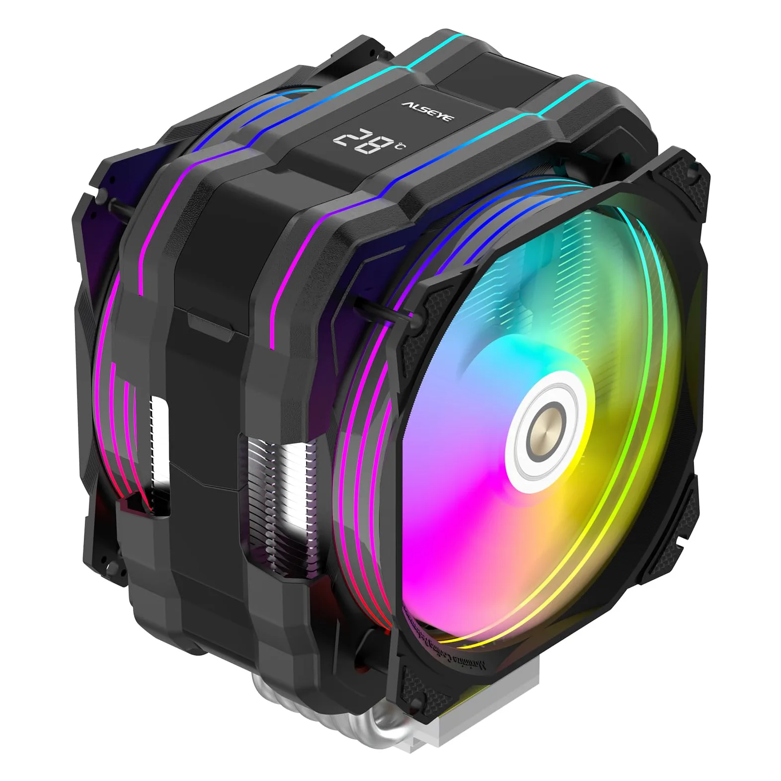 ALSEYE CPU Cooler M120D Plus, raffreddamento CPU raffreddato ad aria con display a temperatura ventola da 120 mm supporta Intel LGA1700/1200/115X/2011/2066/1366 e AMD AM4