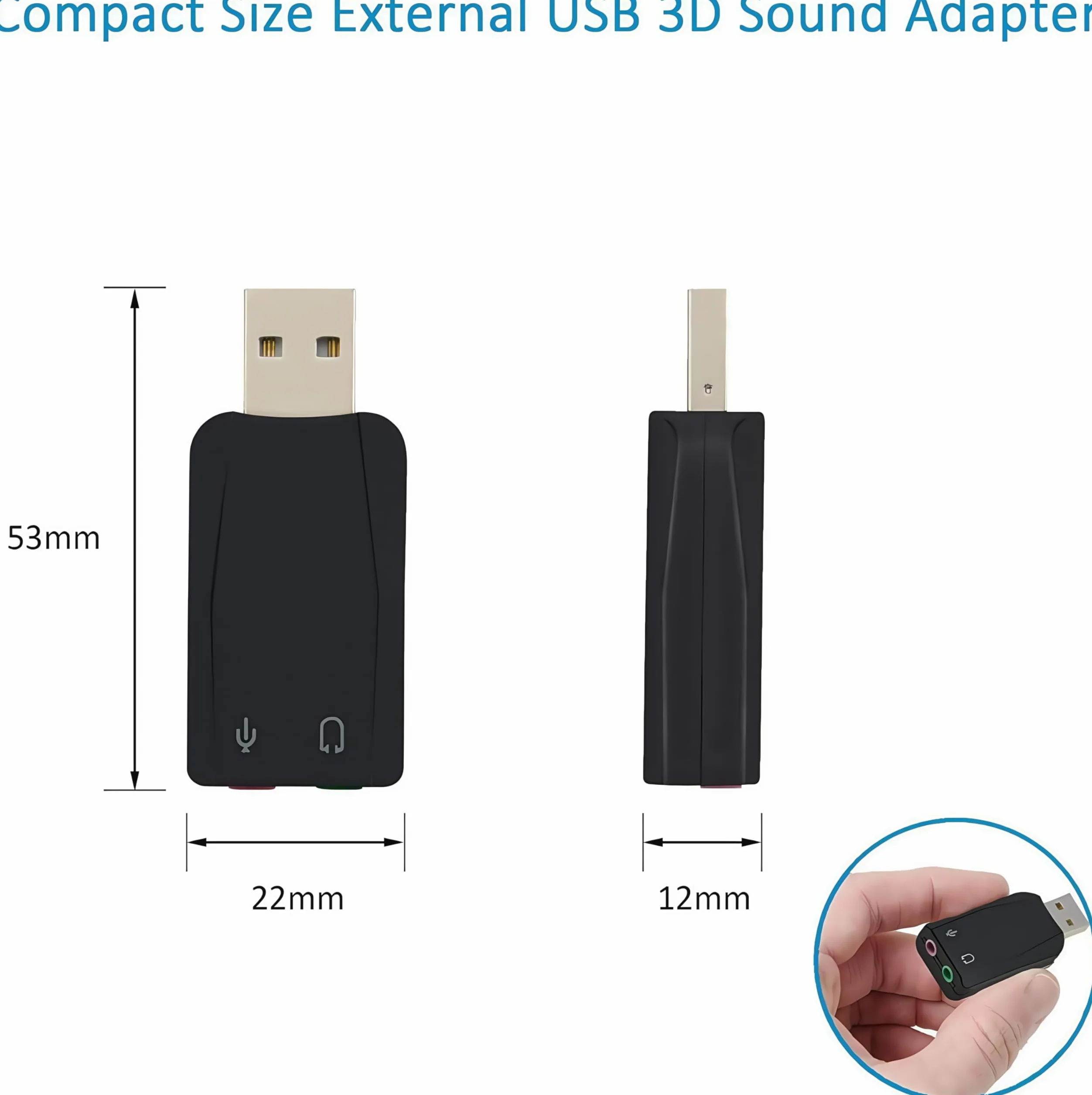 Adattatore audio stereo 3D USB esterno con jack da 3,5 mm per cuffie con microfono per cuffie, installazione senza driver della scheda audio USB per Win Mac OS Linux PS4
