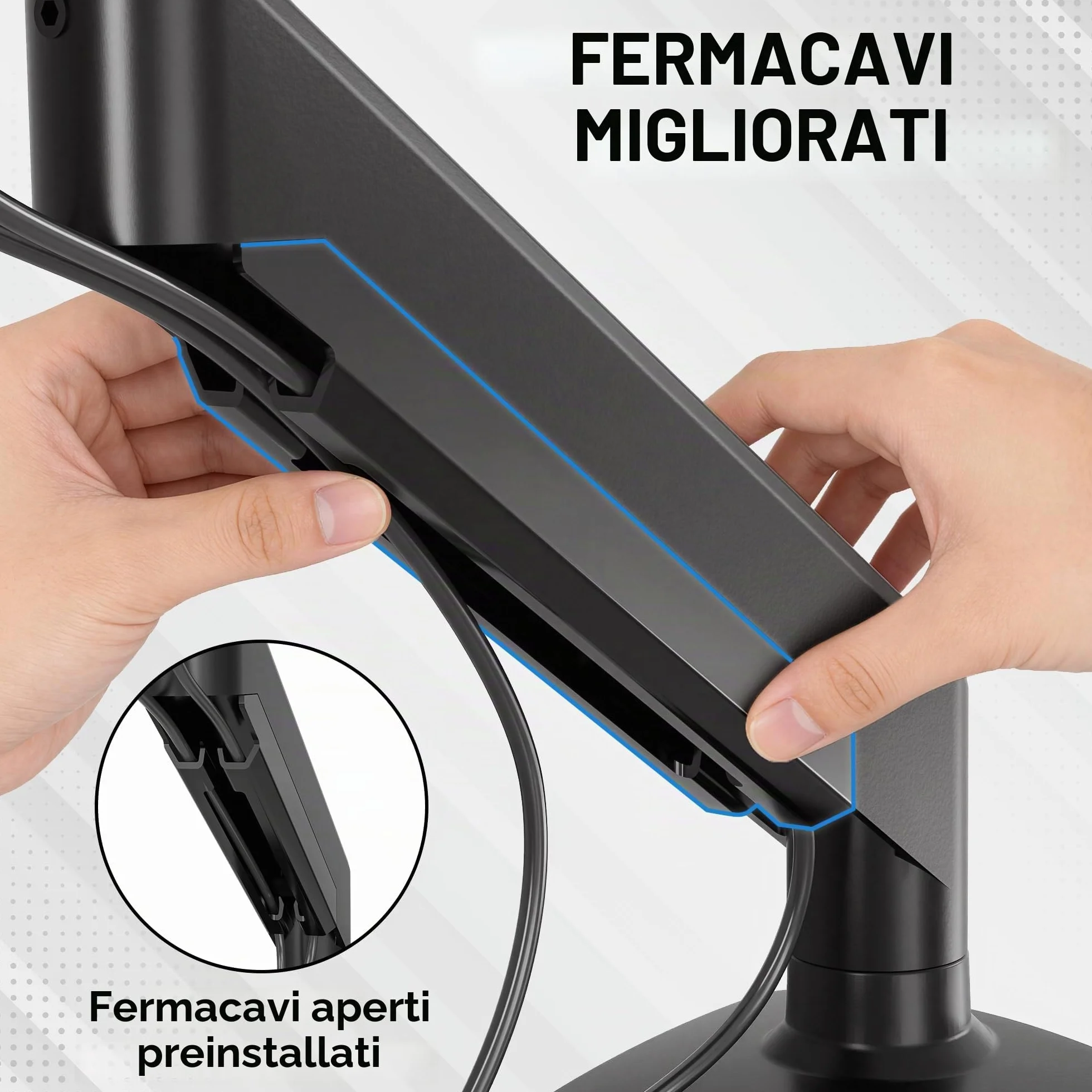BONTEC Supporto Monitor da Scrivania 15-34 Pollici, Braccio Monitor a Gas Ergonomico Fino a 12 KG, Vesa 75x75 100x100, Inclinazione Rotazione Altezza Regolabile, Staffa Stabile con Gestione Cavi