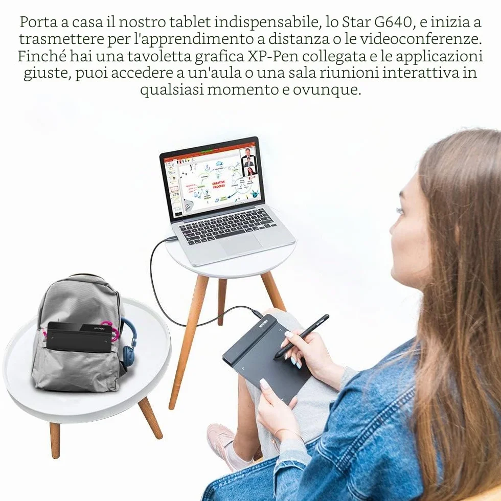 XP-PEN G640 Tavoletta Grafica 6x4 Pollici Ultrasottile, Stilo Passivo con 8192 Livelli senza Batteria, per firma digitale, disegno, osu