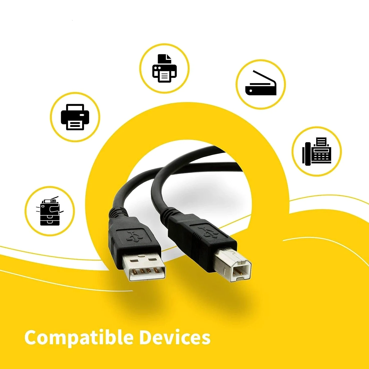 Confezione da 10 cavi USB A a B per stampante, 3 m, ad alta velocità, per scanner e stampante, compatibile con HP, Canon, Dell, Epson, Brother, Lexmark, Xerox, Samsung, Piano DAC, ecc., 3 m