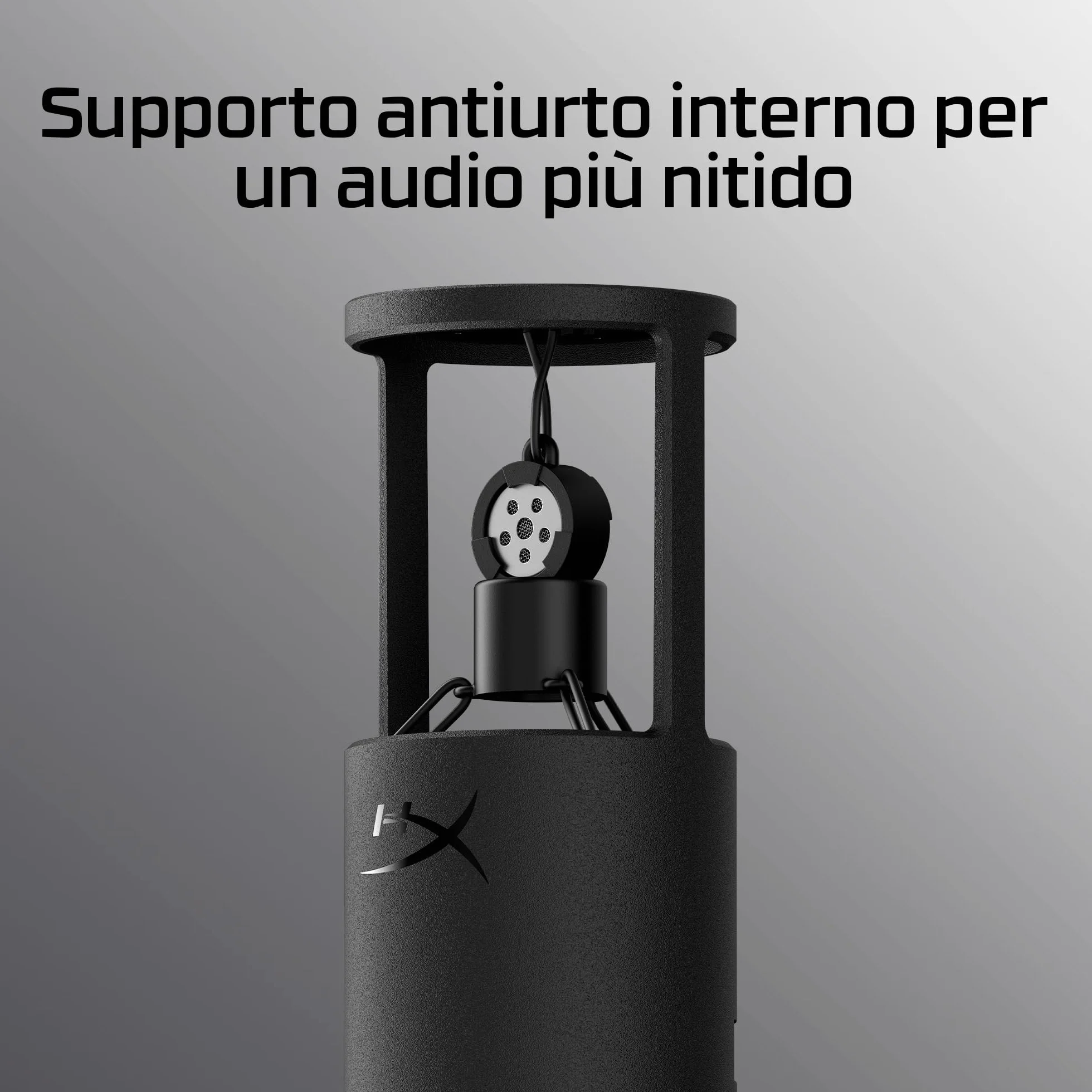 HyperX SoloCast 2, Microfono Usb-C Condensatore per Gaming, Streaming, Podcast, Compatibile Con Pc, Mac e Bracci Filettati, Controllo Con Software Ngenuity, Plug-and-Play, Audio Chiaro, Nero