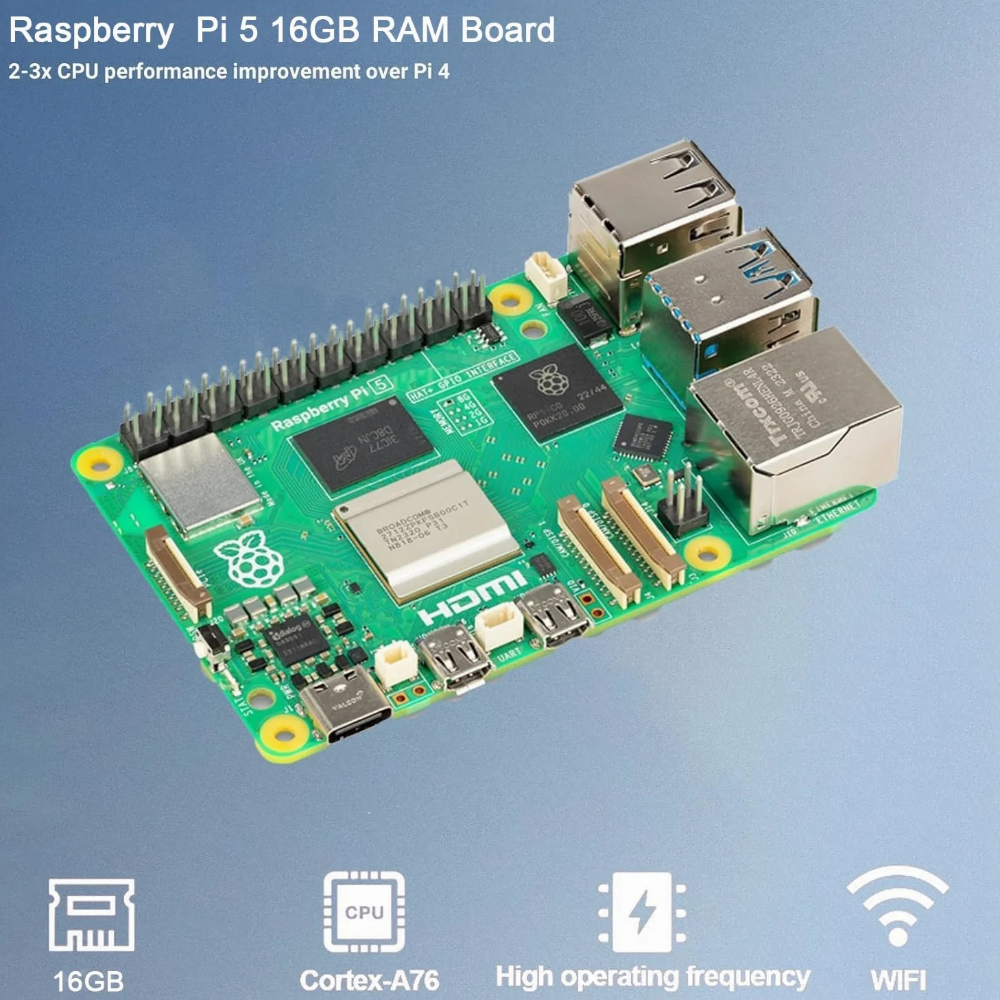 Vemico Raspberry Pi 5 16GB Kit con Pi 5 16GB scheda singola, dispositivo di raffreddamento attivo, custodia protettiva, scheda di garanzia e cacciavite