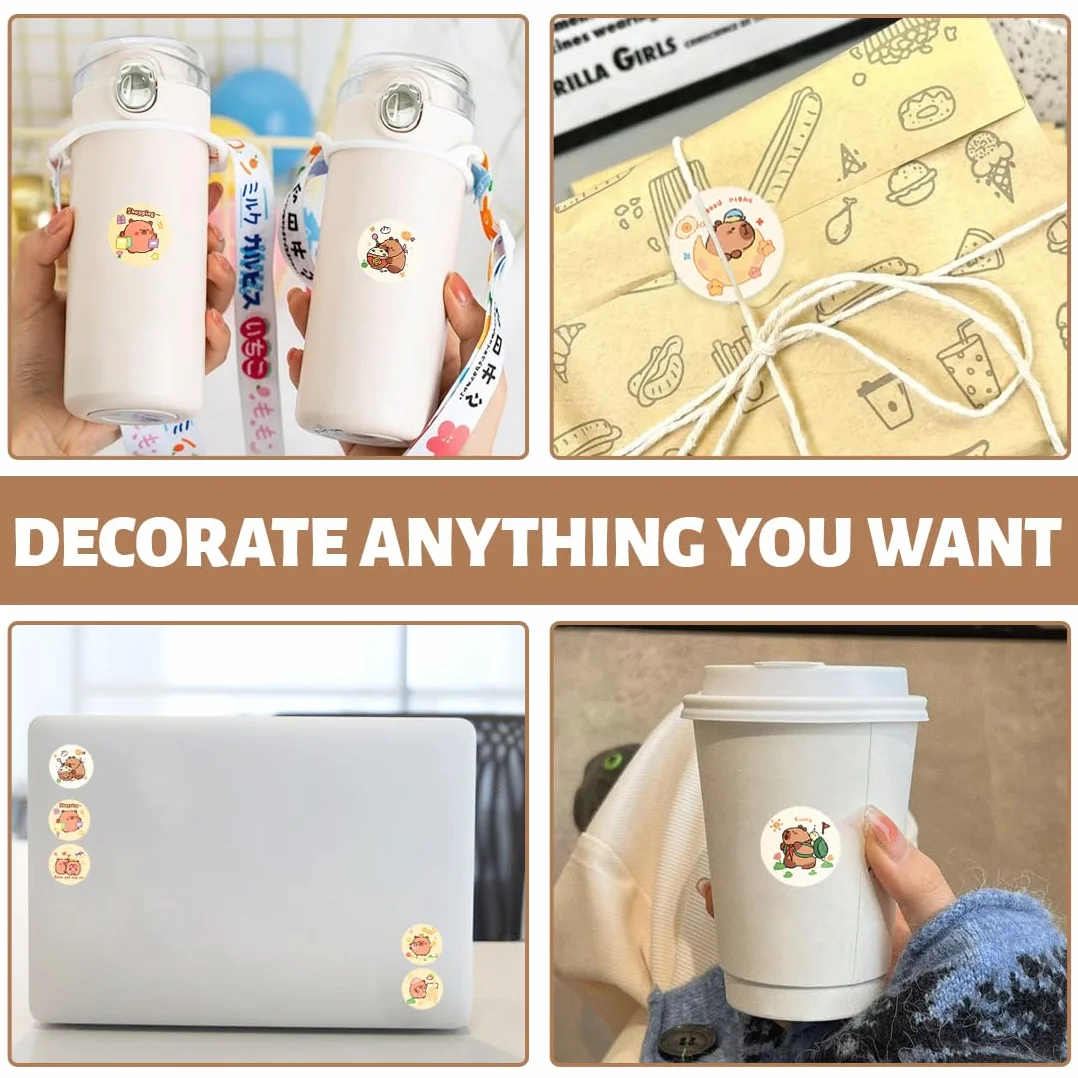 2 rotolo di 600 Capybara sticker, Capybara adesivi divertenti a forma, impermeabili, per amanti dei DIY bottiglia d'acqua album di ritagli telefono, un regalo per gli amanti dei manuali (C)