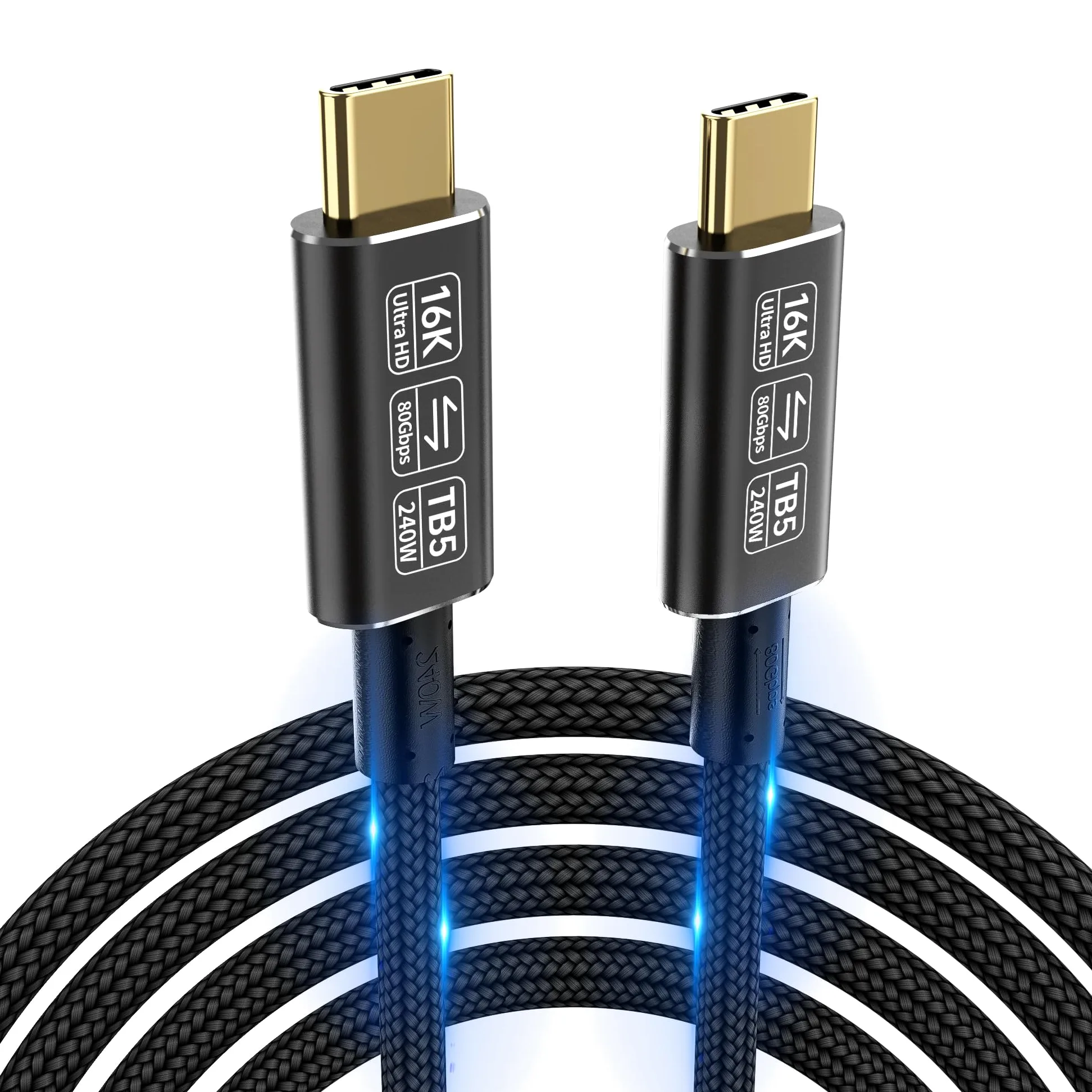 Cavo di trasferimento dati USB C compatibile con cavo Thunderbolt 5, cavo di trasferimento dati Thunderbolt 4/3,80 Gbps, supporta 16K/Dual 8K usb c a usb c cavo video, usb c a usb c per monitor 6.6FT
