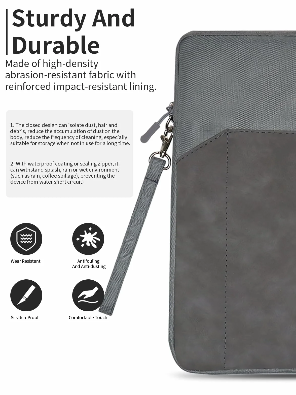 Custodia per tablet Remarkable Paper Pro Move (7,3 pollici), protezione completa, impermeabile, leggera e portatile, grigio scuro