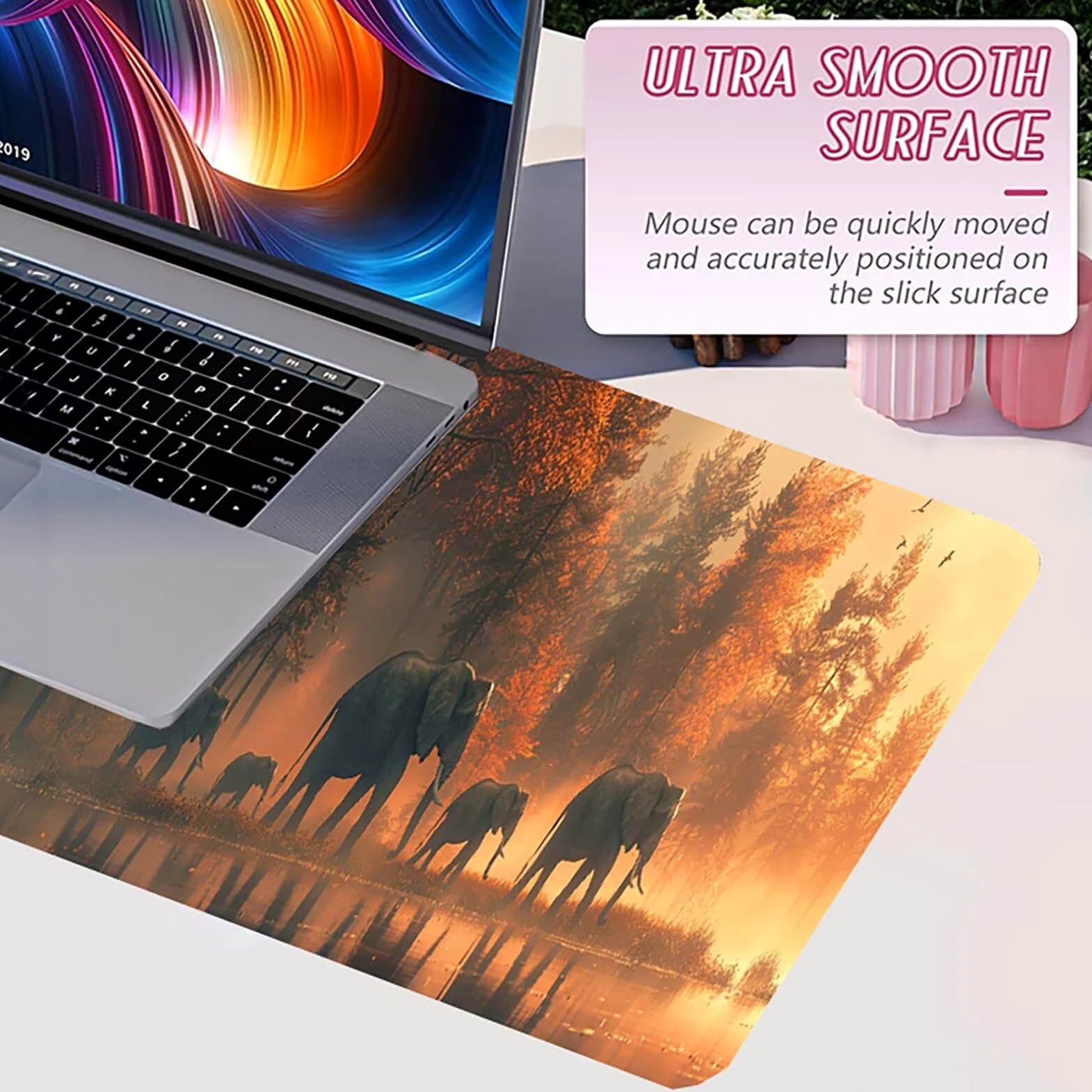 Tappetino Mouse Elefante, Tappetino Mouse XXL 1500 x 800 mm, Gaming Mouse Pad con Base in Gomma Antiscivolo, Mousepad Migliorare la Velocità e la Precisione, Ufficio Accessori Gaming, Verde 6-5475