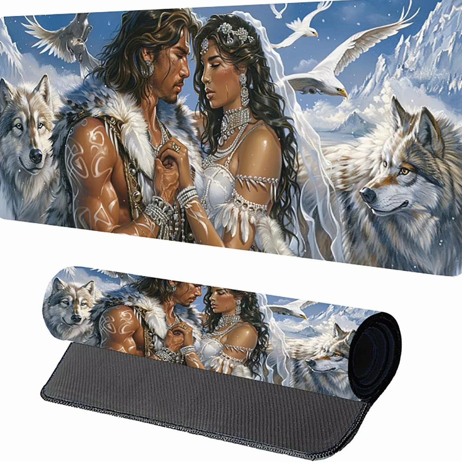 Tappetino Mouse XXL 1500 x 800 mm, Tappetino Mouse Coppia, Gaming Mousepad Migliorare la Velocità e la Precisione, Mouse Pad con Base in Gomma Antiscivolo, Ufficio Accessori Gaming, Bianco Q-5612