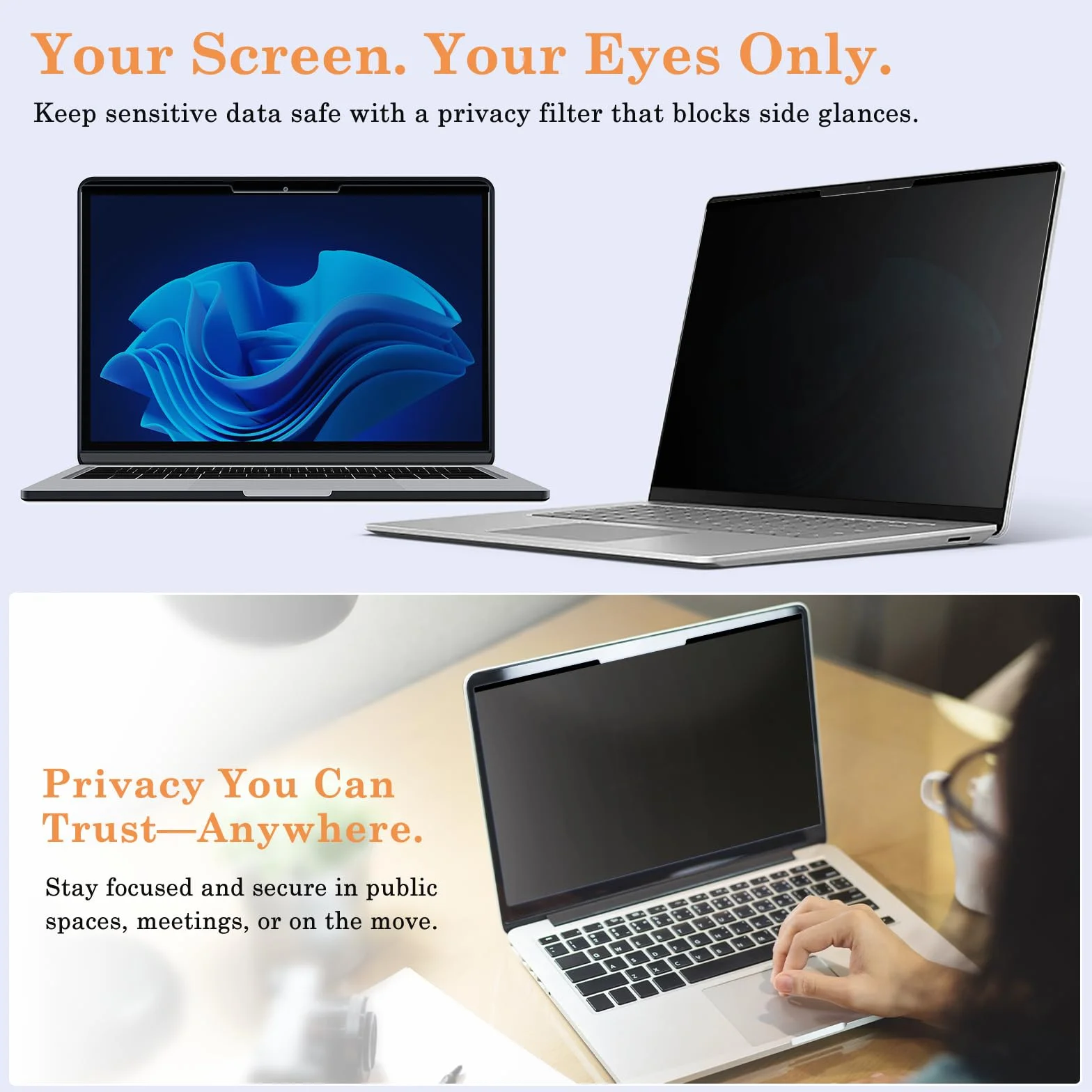 Privacy Pellicola Protettiva per Laptop 15.6" 16:9, Rimovibile Anti-Riflesso Anti-Graffio Luce Blu Protezione per Schermo, Filtro Privacy Magnetico Ultrathin per Lenovo/Dell/Huawei/HP/Asus