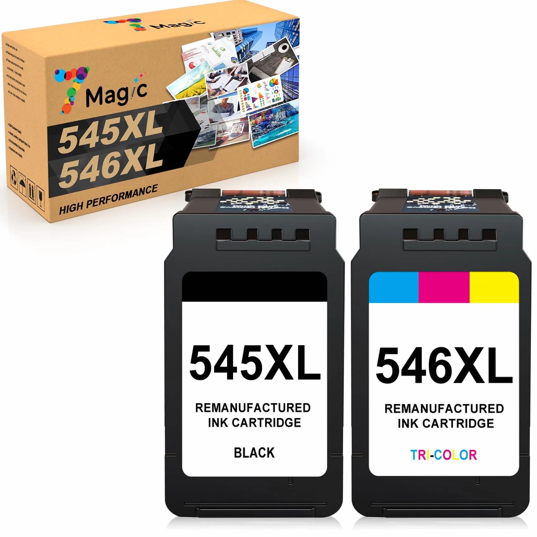 7Magic PG-545XL CL-546XL Cartucce d'inchiostro Sostituzione per Canon Cartucce 545 546 XL Multipack per Pixma TS3350 TS3450 TS3150 TR4550 MG3050 MG2950 MG2500 MG2550S MX495 MX490 (Nero e Colore)