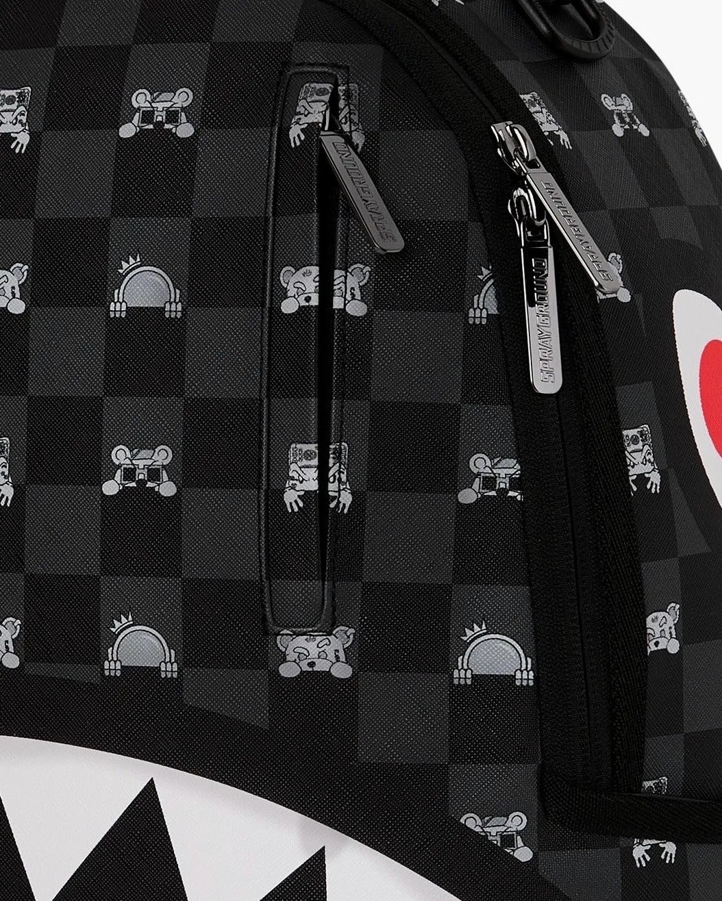 SPRAYGROUND Zaino Nero GRAY PEEKING CHARACTER CHECK DLXSV BACKPACK