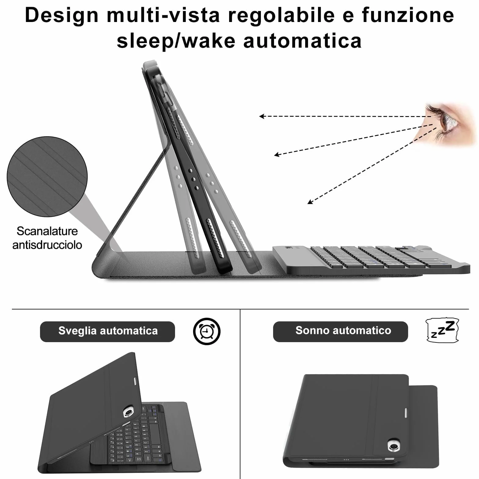 IVEOPPE Tastiera iPad Air 11 M4 2026/M3 2025/M2 2024, Cover Tastiera Italiano QWERTY Bluetooth Staccabile iPad Air 11 Pollici 2024/2025/2026, Nero