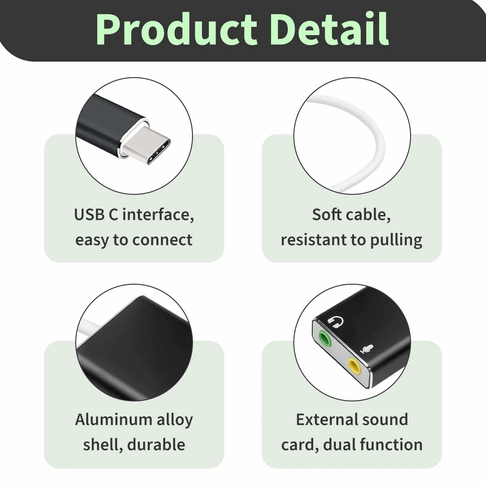 Scheda Audio Esterna USB C, Adattatore Audio USB Tipo C a Jack 3,5mm, Scheda Audio Esterna con Microfono e Cuffie, Compatibile con PC, Laptop, PS4, PS5, XBOX, Mac, Linux, Plug & Play, Senza Driver