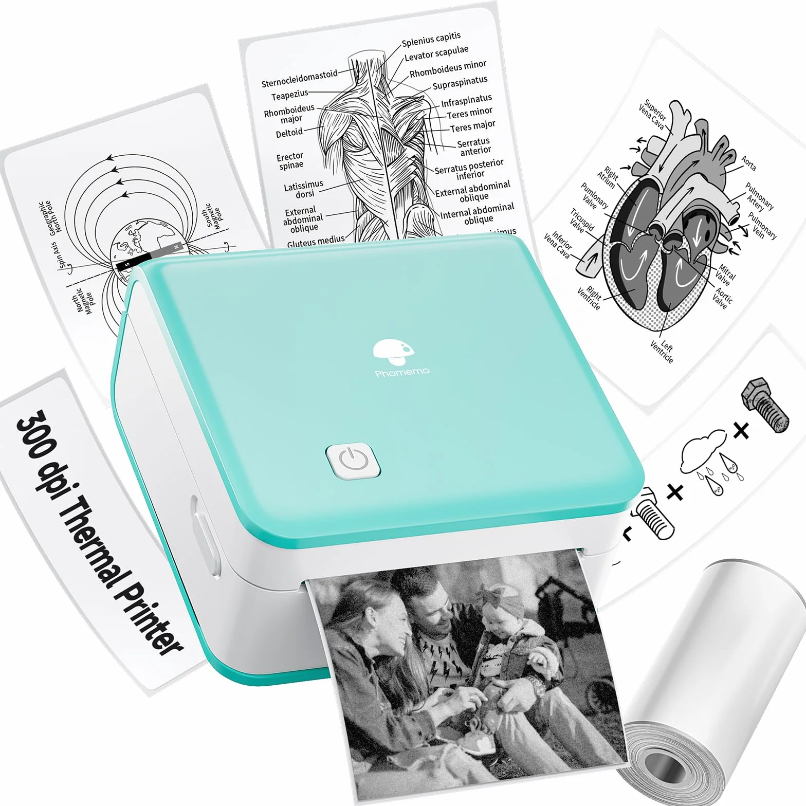 Phomemo M02 Pro 300dpi Mini Stampante Fotografica Termica Portatile Bluetooth Carta 15-53 mm Verde
