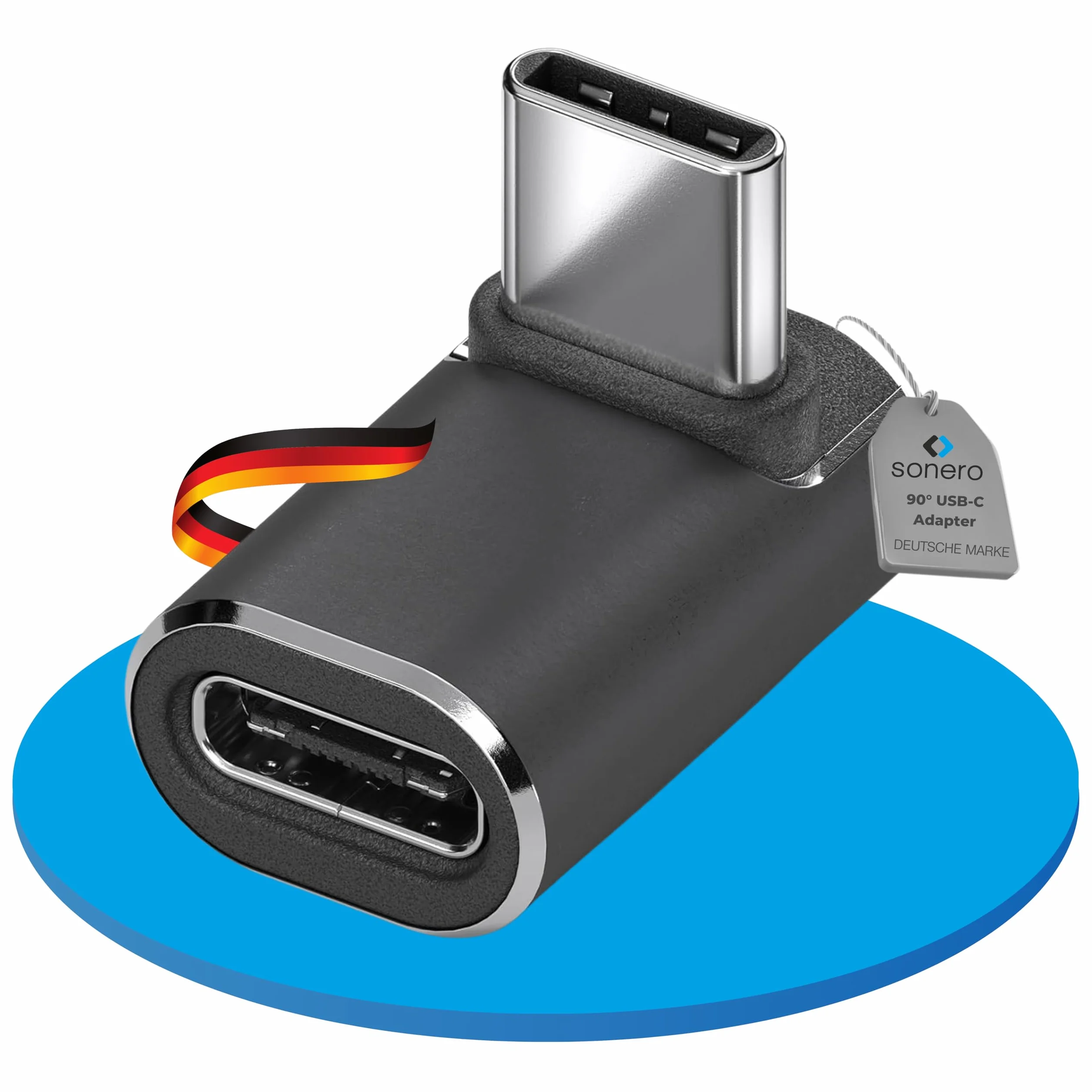 Sonero USB-C maschio a presa USB-C inclinata a 90°, adattatore, 40 Gbps, 240 W, 8K60 Hz, alloggiamento in alluminio, nero