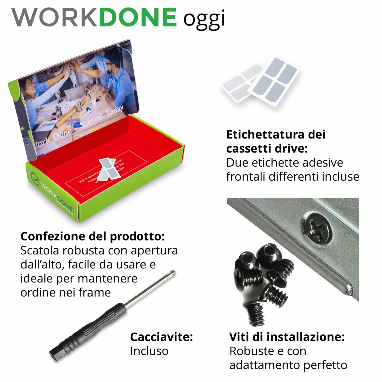 WorkDone Caddy per disco rigido da 3,5 pollici Compatibile con PowerEdge Dell - R340 R440 R540 R640 R740 R6415 R7415 R7425 X7K8W di 14° generazione - Vassoio della staffa Hot Swap contenitore