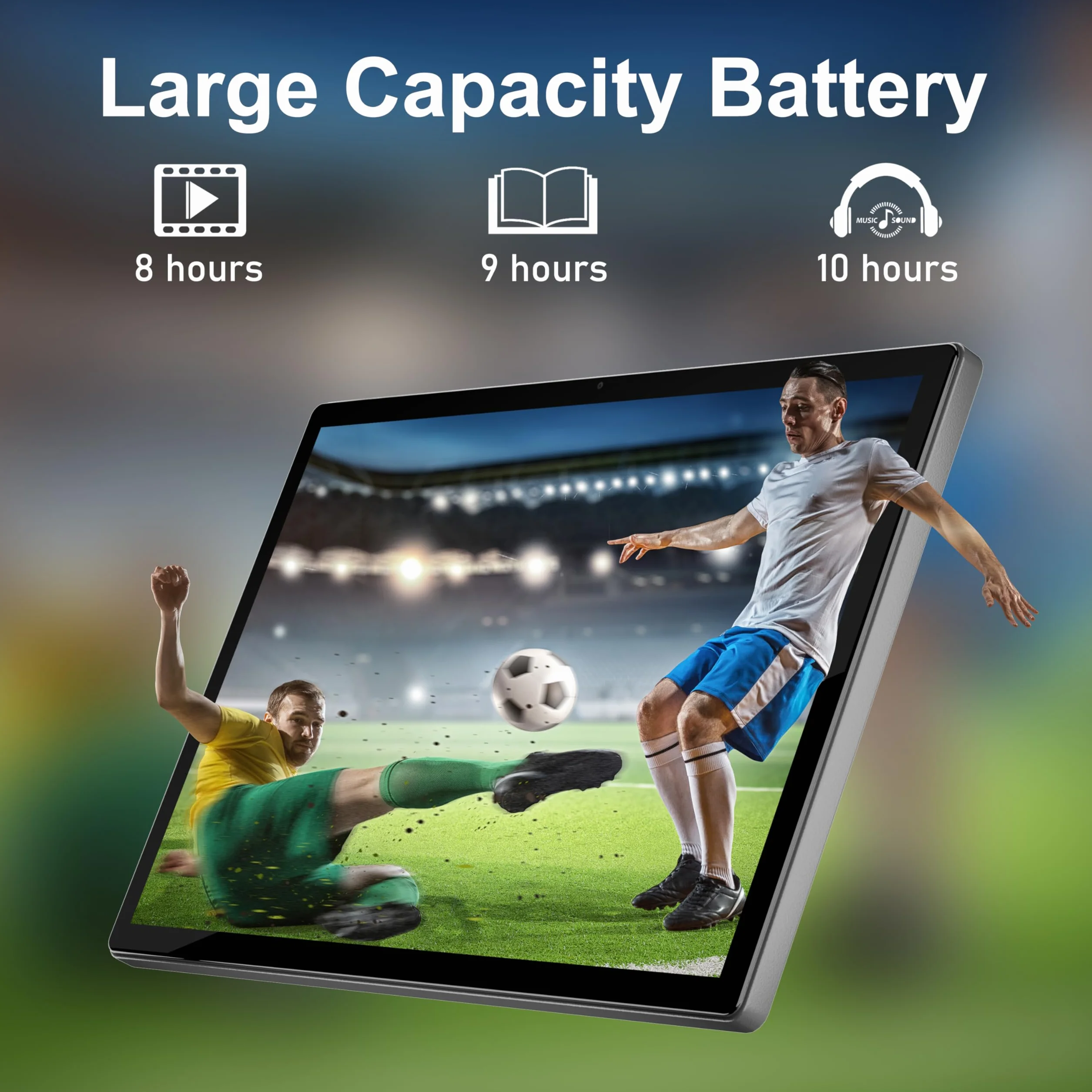 Tablet Android 15, tablet da 10 pollici con custodia, processore quad-core, fotocamera frontale 5.0MP + fotocamera posteriore 8.0MP, 5000mAh Bluetooth IPS, tablet Wi-Fi